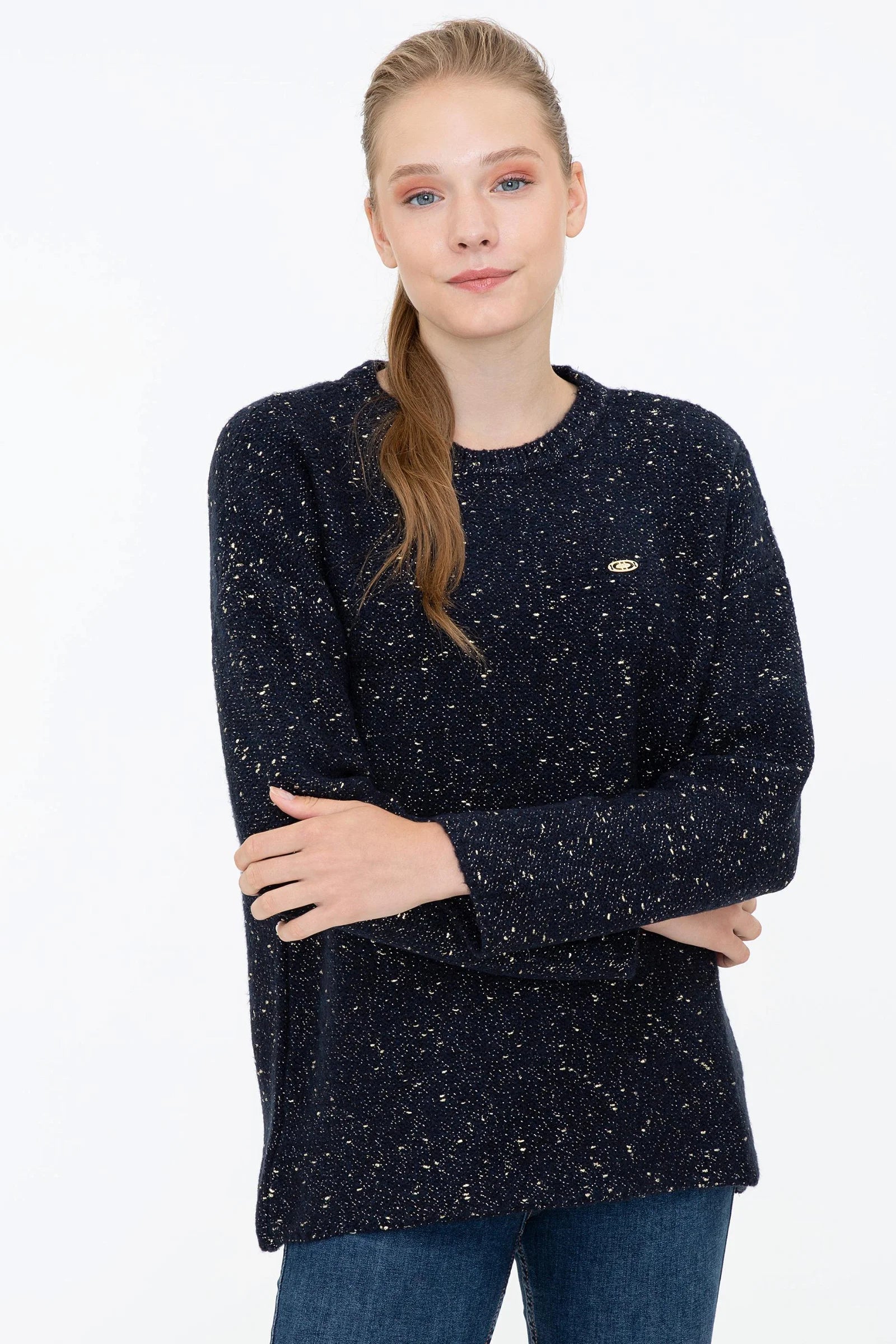 US Polo Assn. Oversize Pullover with USPA Metal Logo - Women