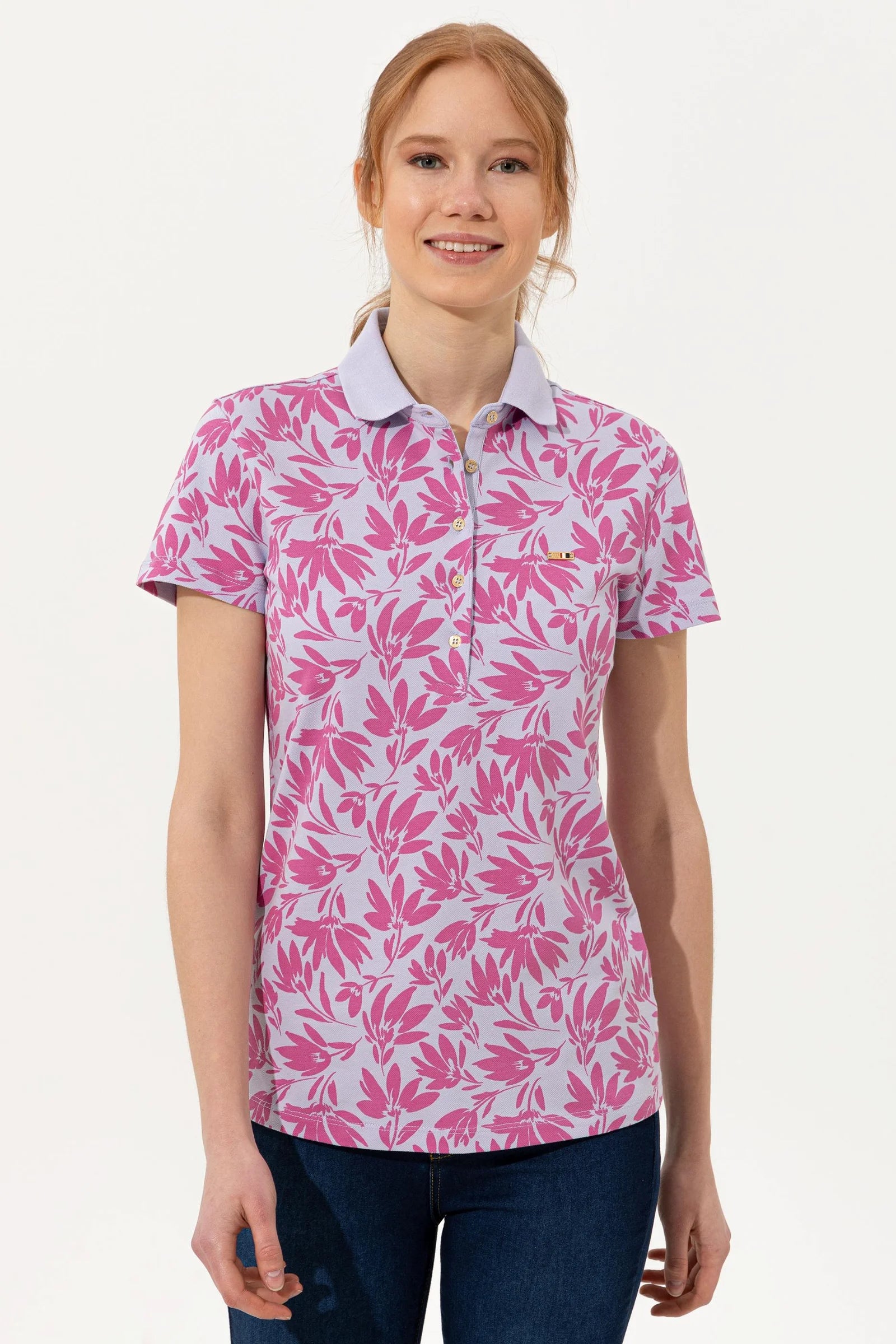 US Polo Assn. Slim Fit Polo Shirt with USPA Metal Logo - Women