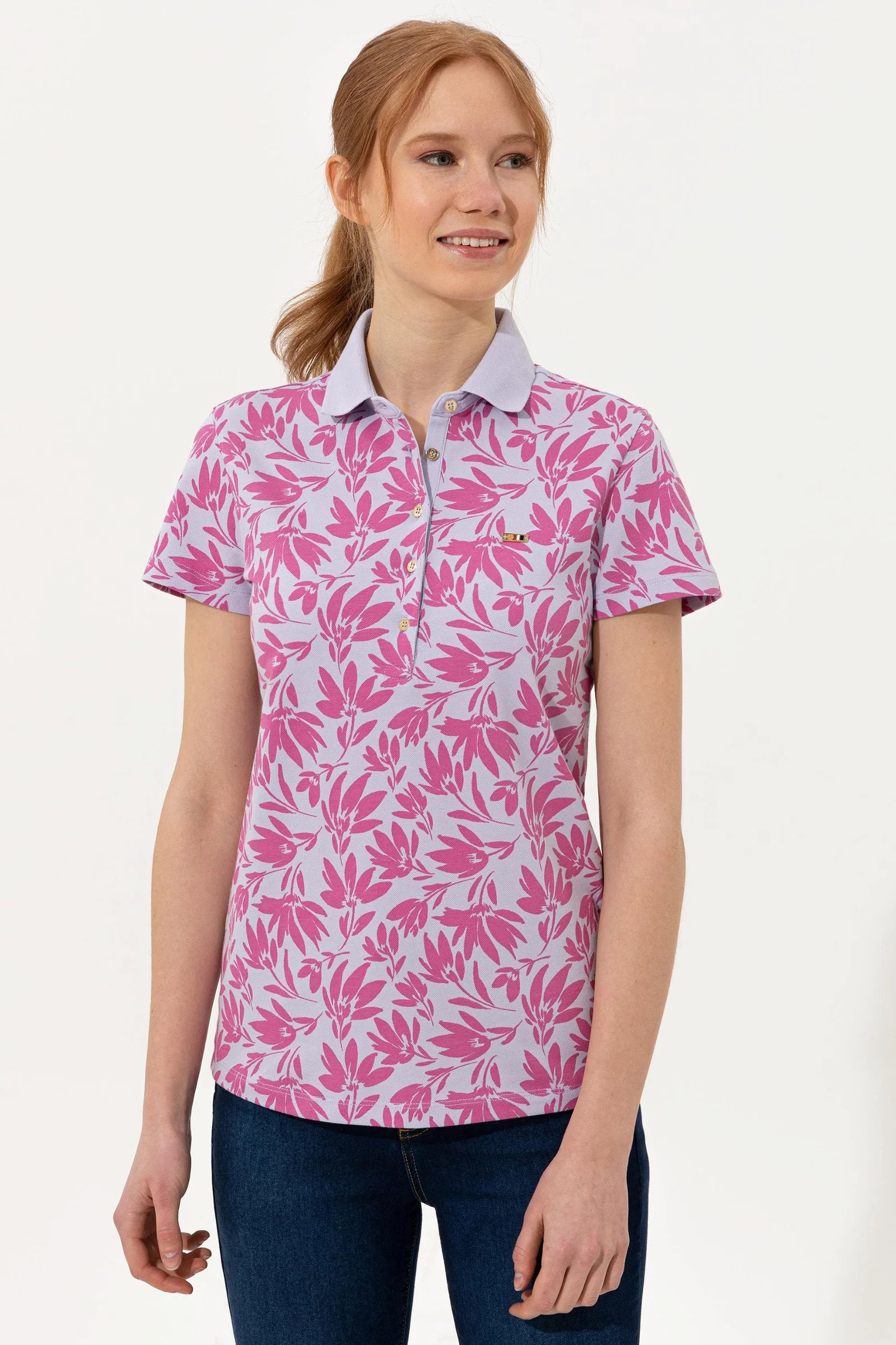 US Polo Assn. Slim Fit Polo Shirt with USPA Metal Logo - Women