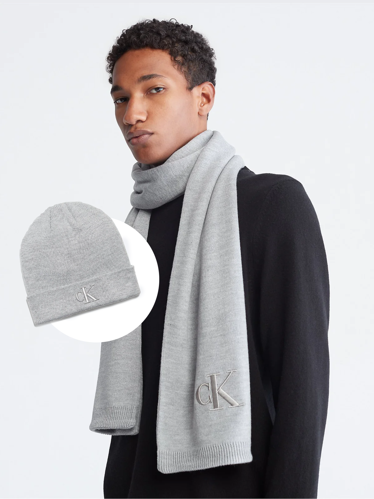 Calvin Klein Monogram Logo Scarf + Hat (SET) - Men