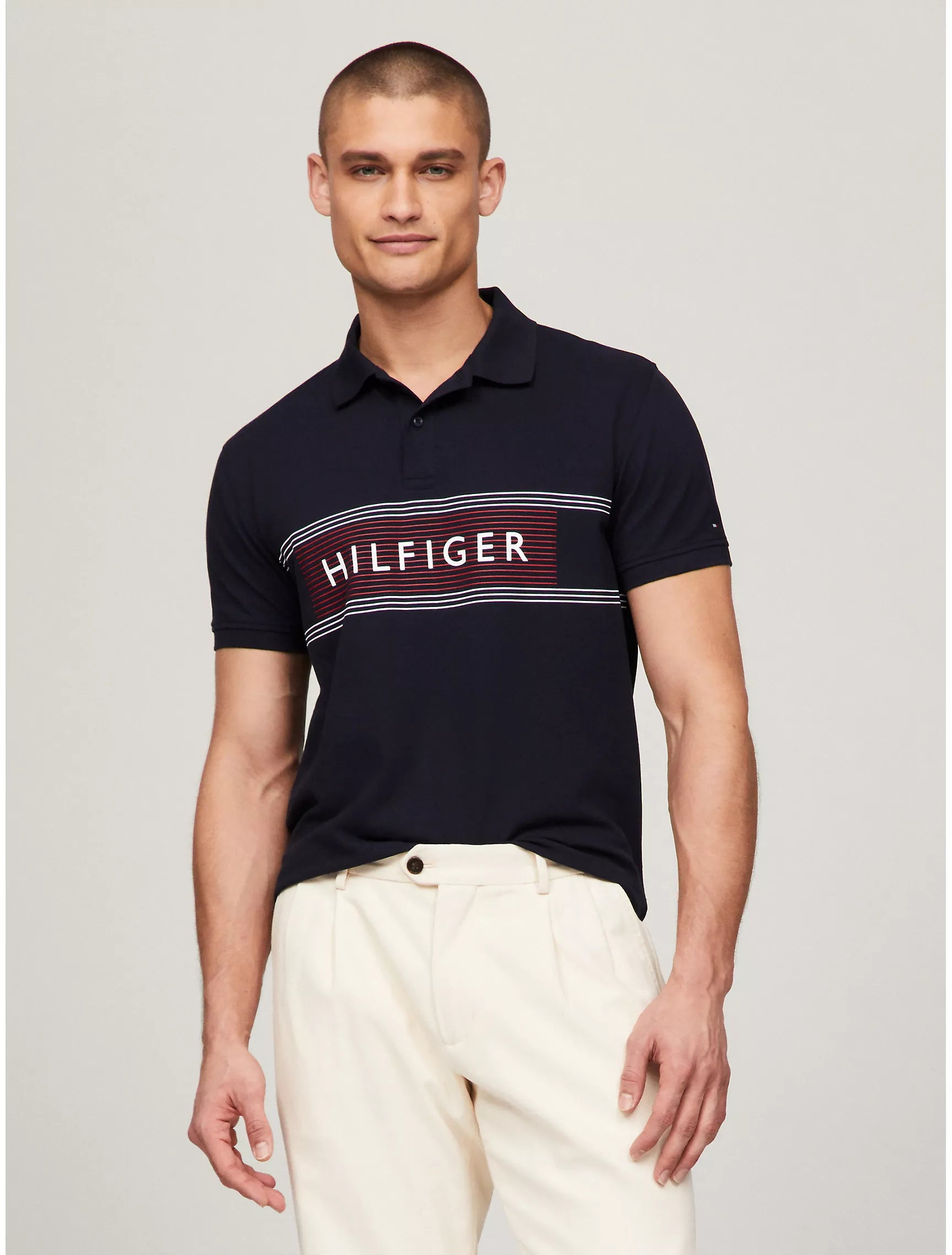 Tommy Hilfiger Regular Fit Hilfiger Chest Stripe Polo - Men