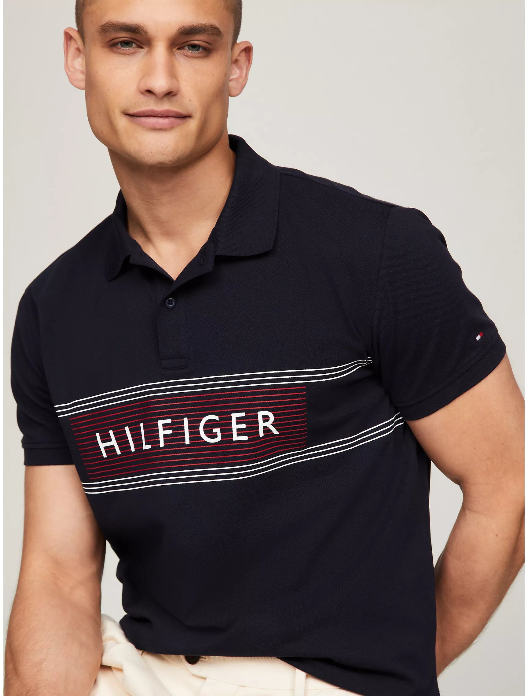 Tommy Hilfiger Regular Fit Hilfiger Chest Stripe Polo - Men