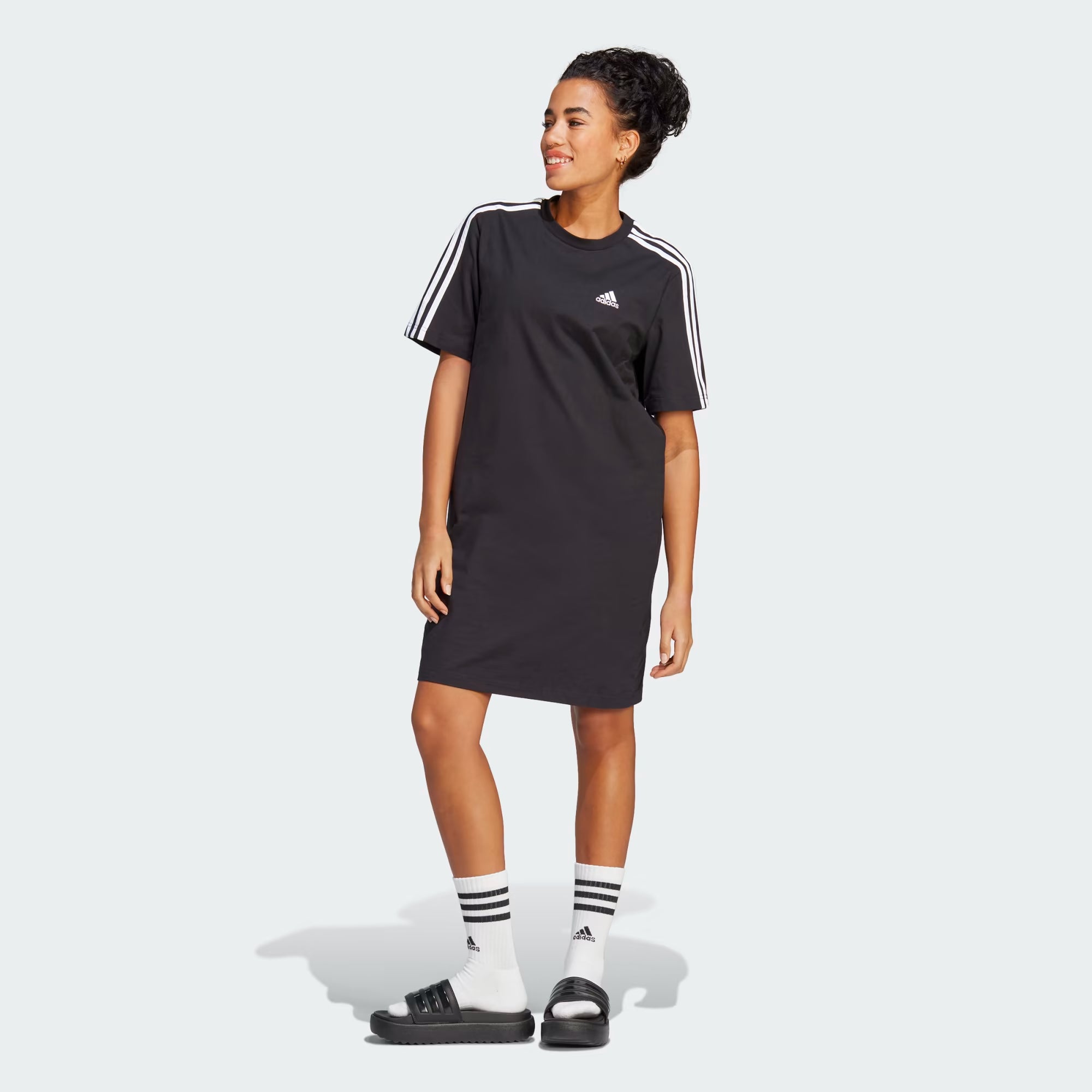 Adidas Essentials 3 Stripes Single Jersey Boyfriend Tee Dress - Women
