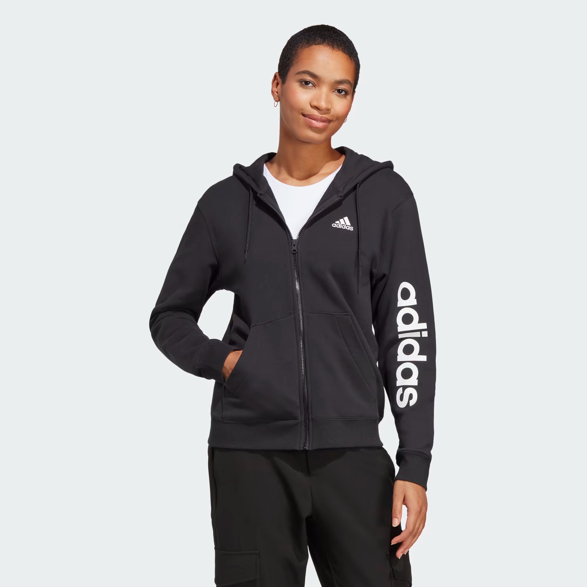 Adidas Essentials Linear Full-Zip French Terry Hoodie - Women