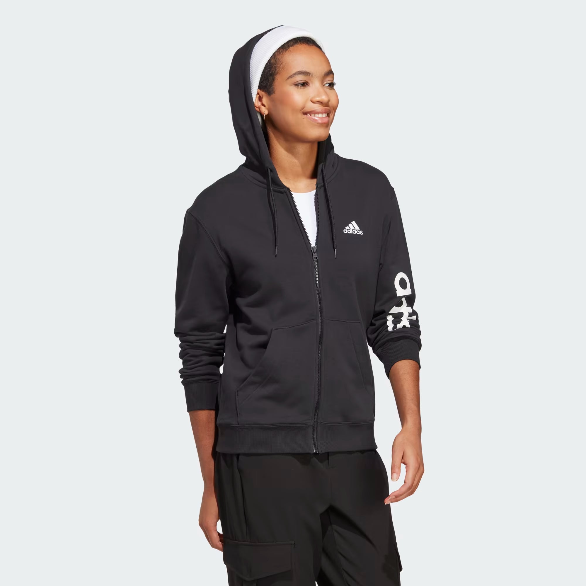 Adidas Essentials Linear Full-Zip French Terry Hoodie - Women
