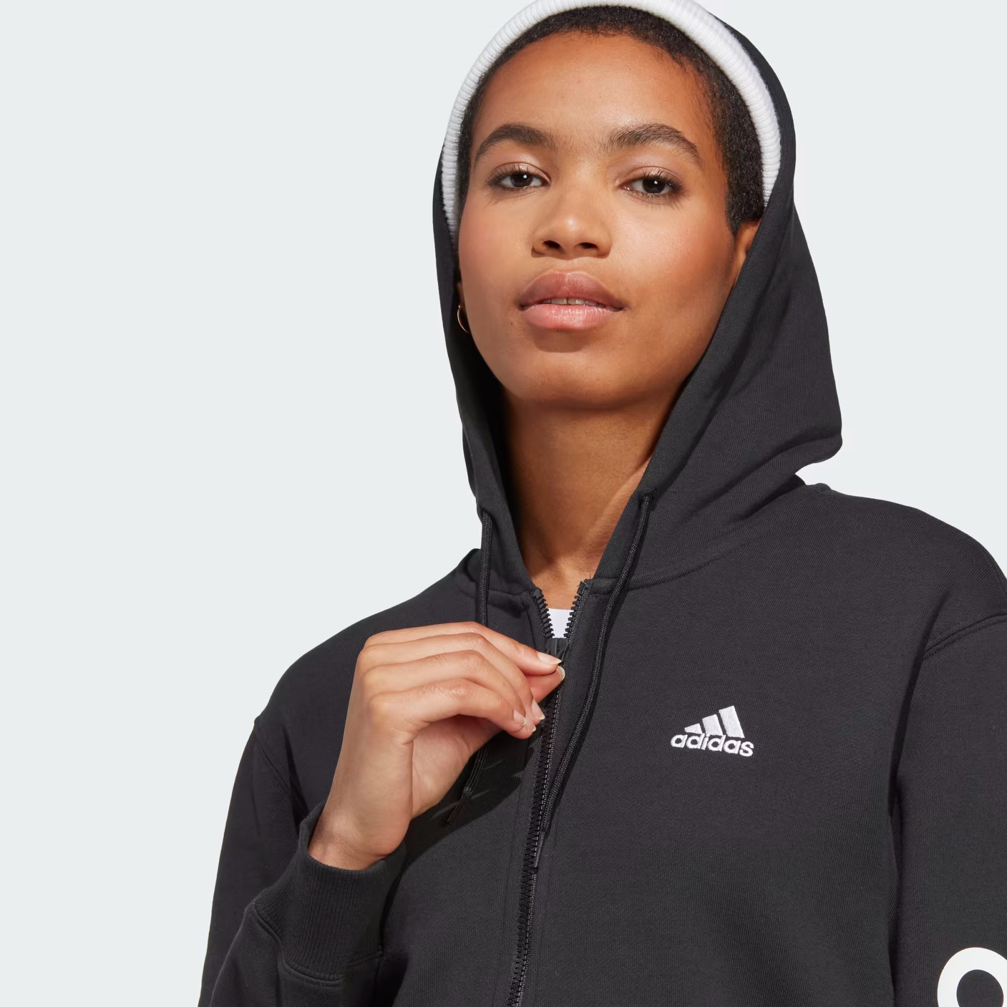 Adidas Essentials Linear Full-Zip French Terry Hoodie - Women