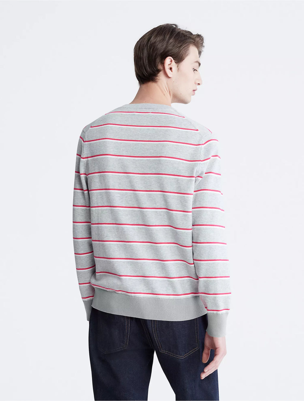 Calvin Klein Supima Cotton Mini Stripe Monogram Logo Sweater - Men