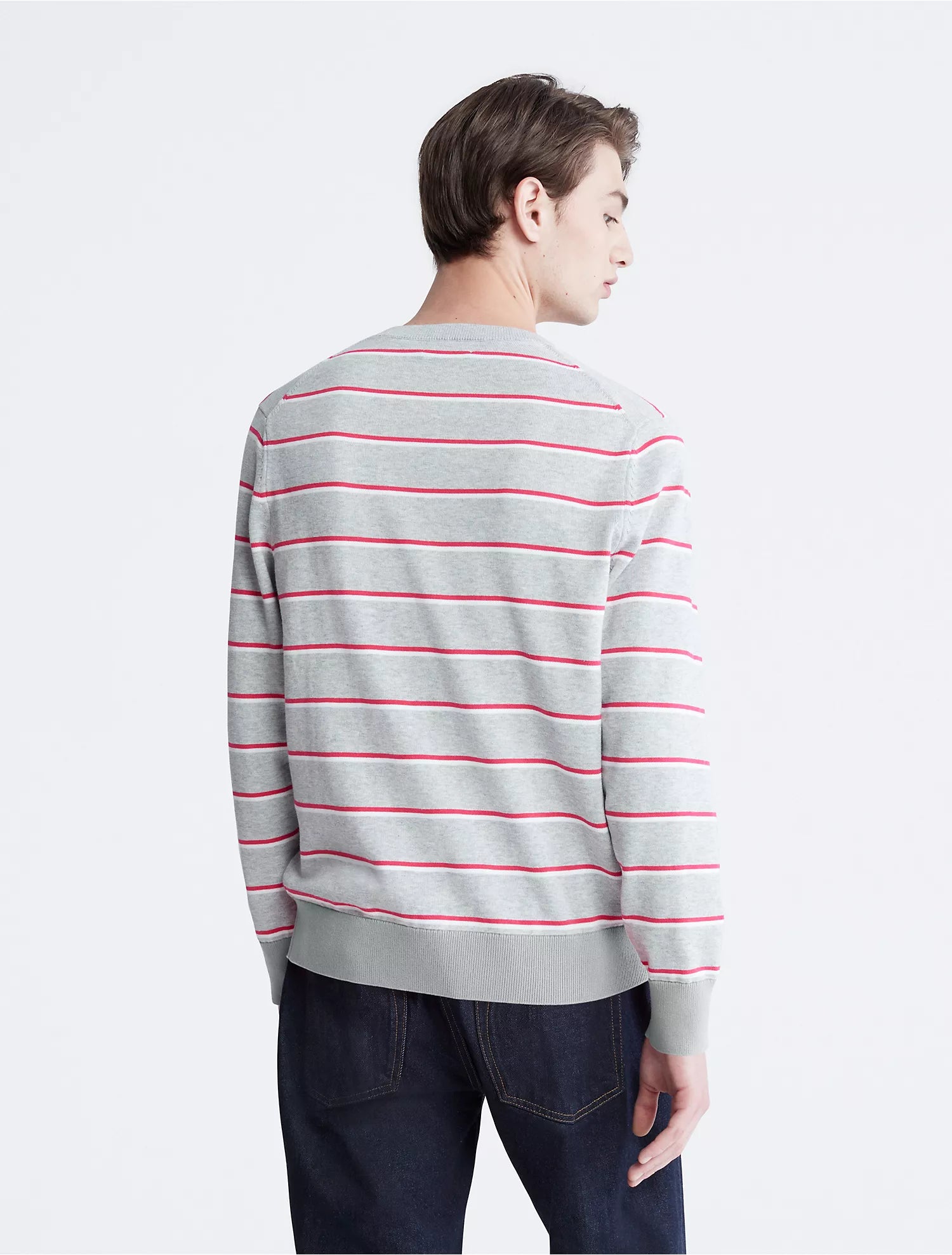 Calvin Klein Supima Cotton Mini StripeMonogram Logo Sweater - Men