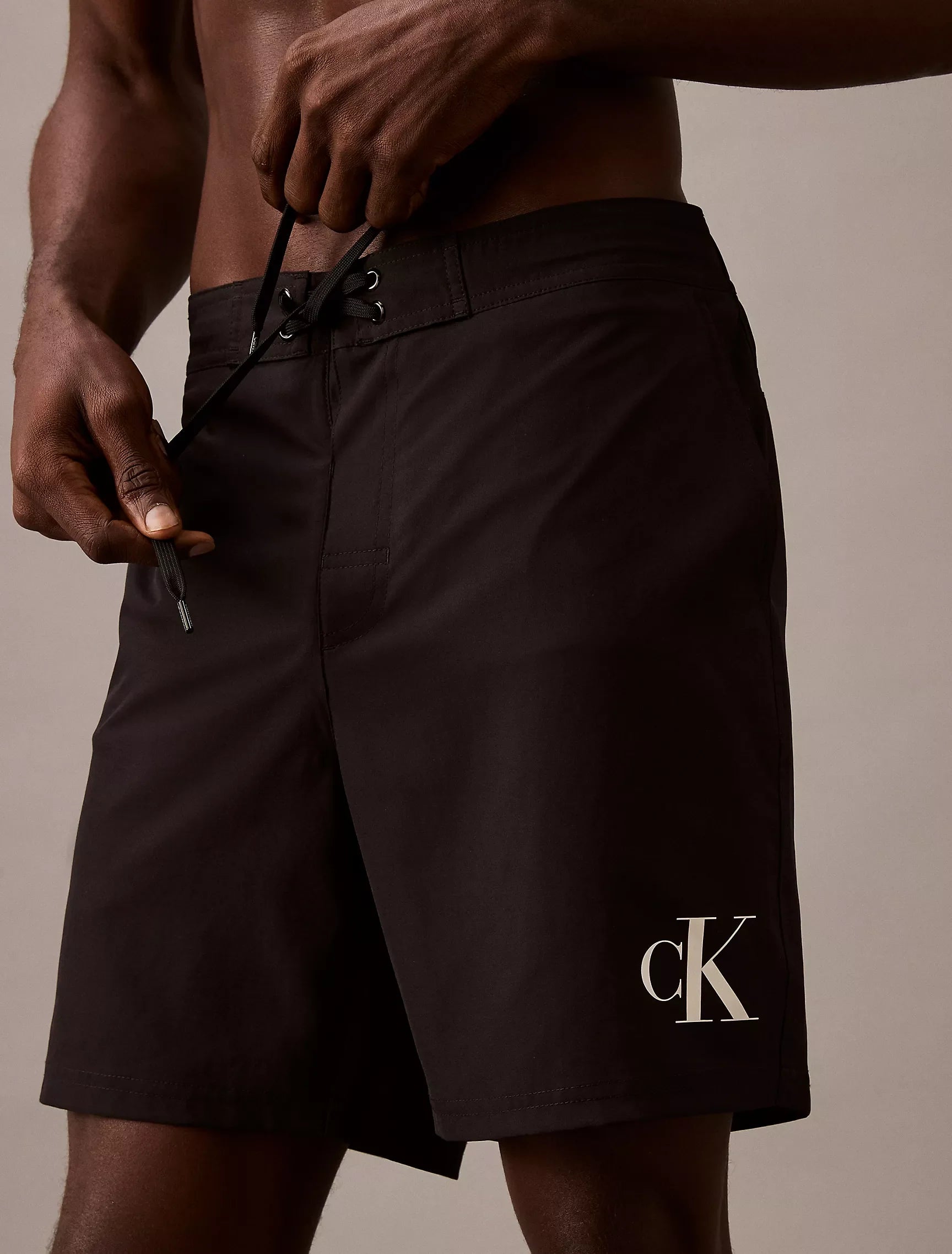 Calvin Klein Monogram Logo Drawstring Swim Shorts - Men