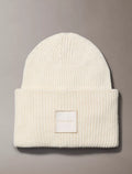 Calvin Klein Ribbed Monogram Logo Badge Beanie - Women