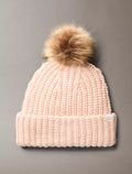 Calvin Klein Fleece Ribbed Pom-Pom Beanie - Women