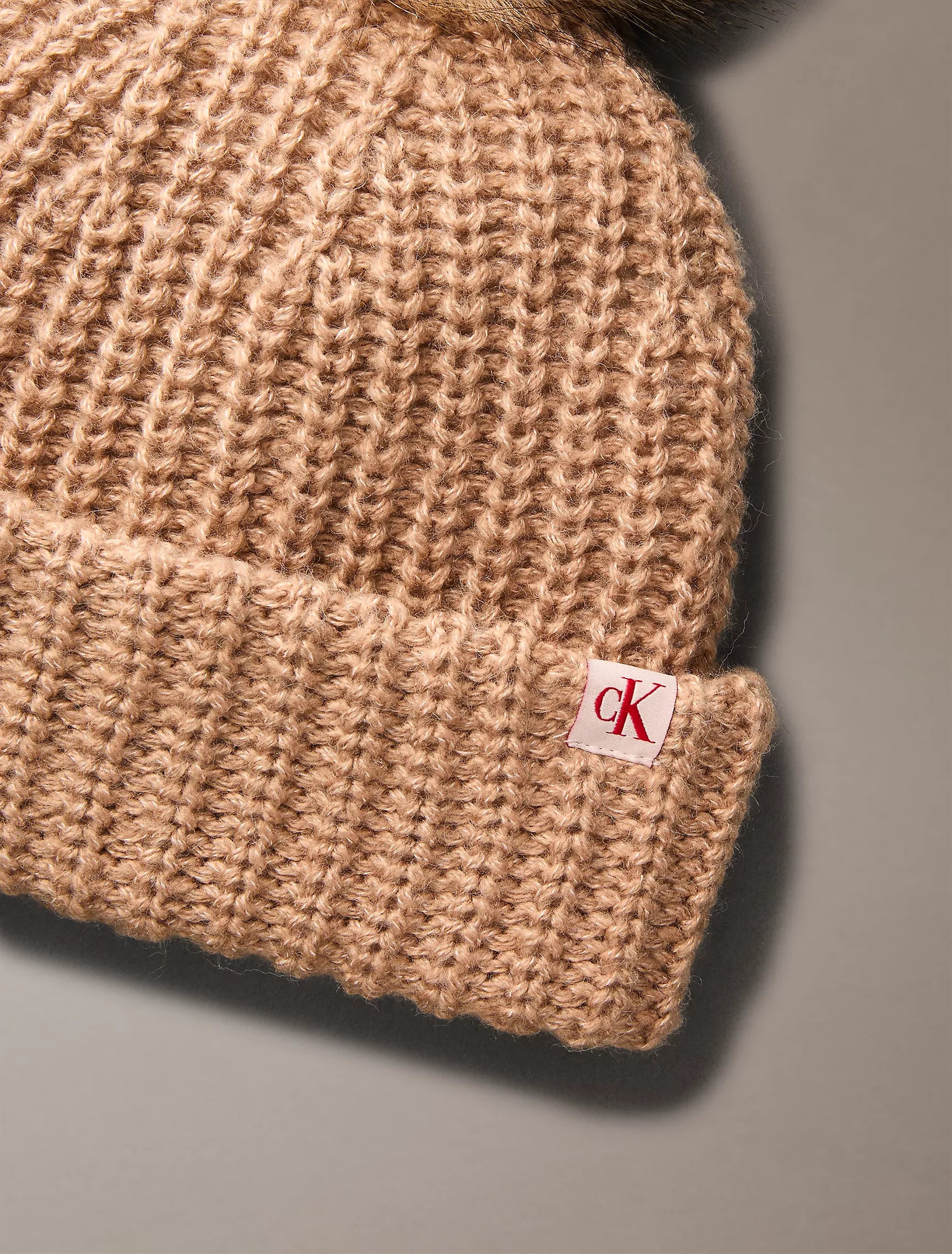 Calvin Klein Fleece Ribbed Pom-Pom Beanie - Women