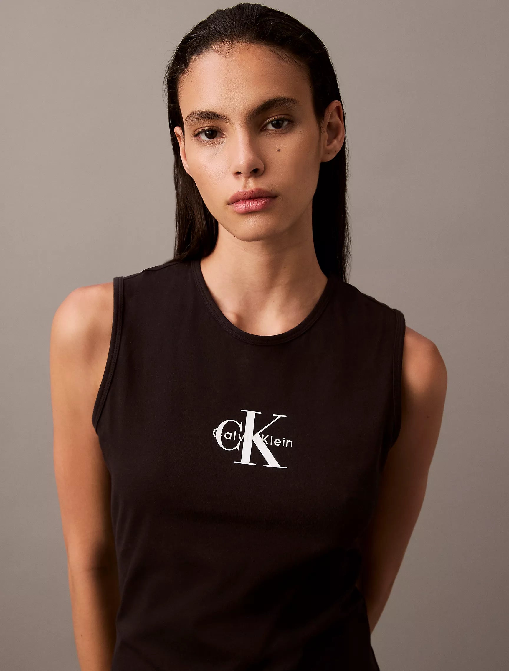 Calvin Klein Monogram Logo Sleeveless T-Shirt Dress - Women