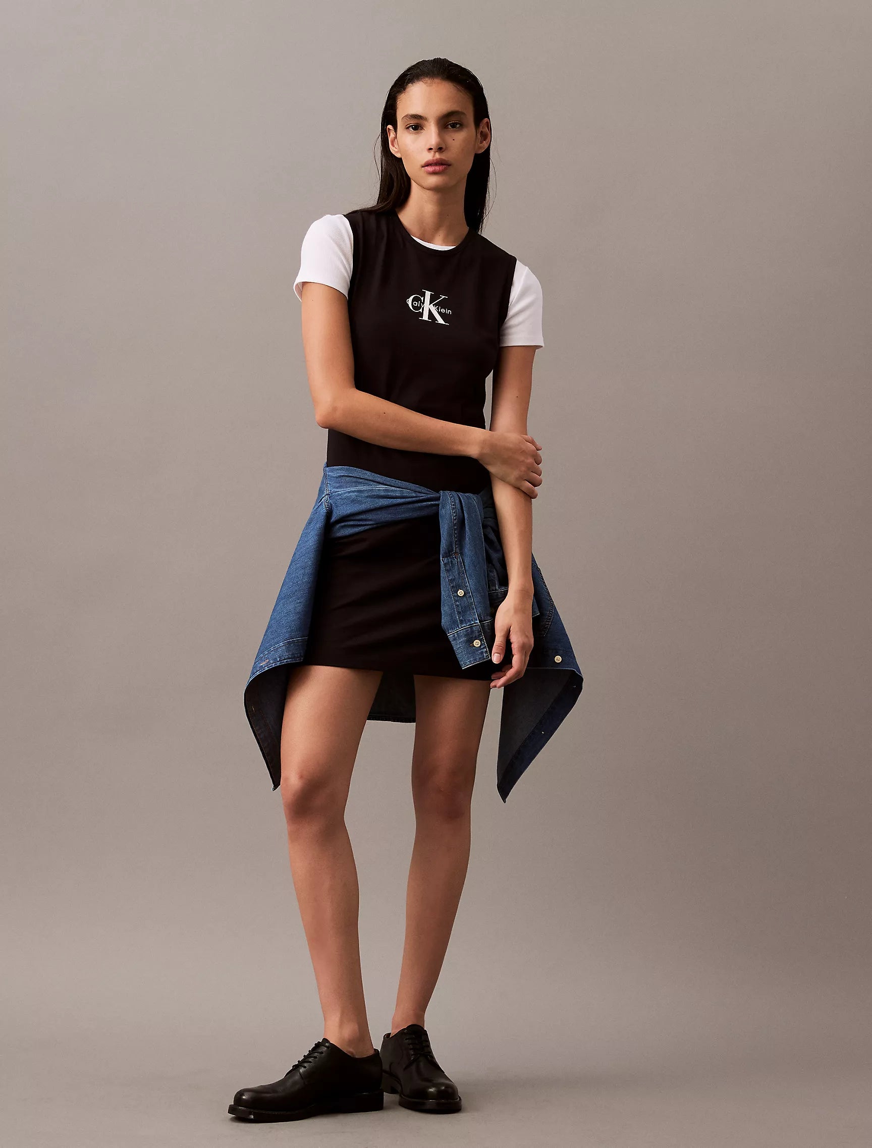 Calvin Klein Monogram Logo Sleeveless T-Shirt Dress - Women