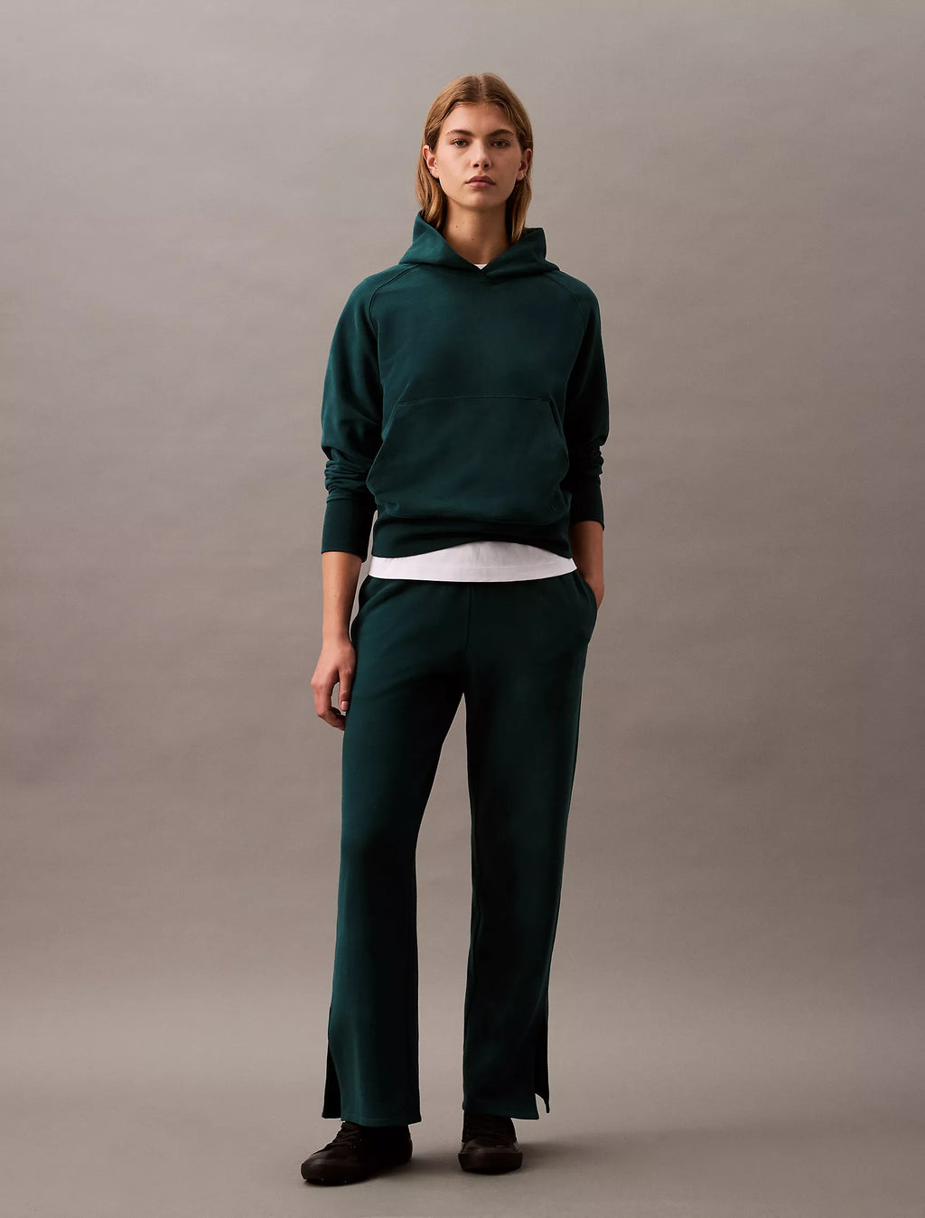 CK Logo Cotton Terry Hoodie - Women