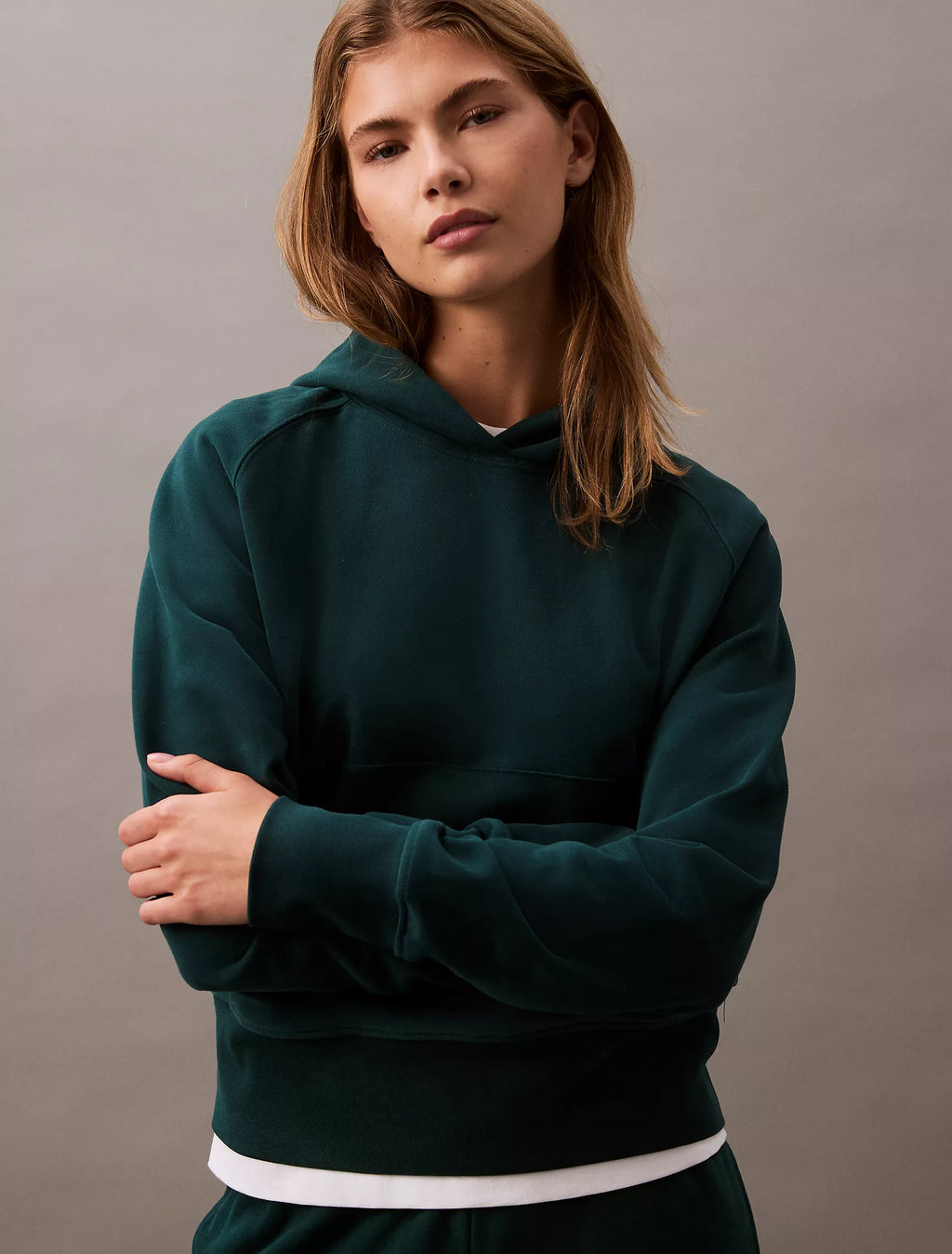 CK Logo Cotton Terry Hoodie - Women