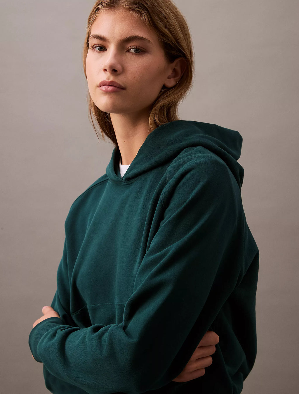 CK Logo Cotton Terry Hoodie - Women