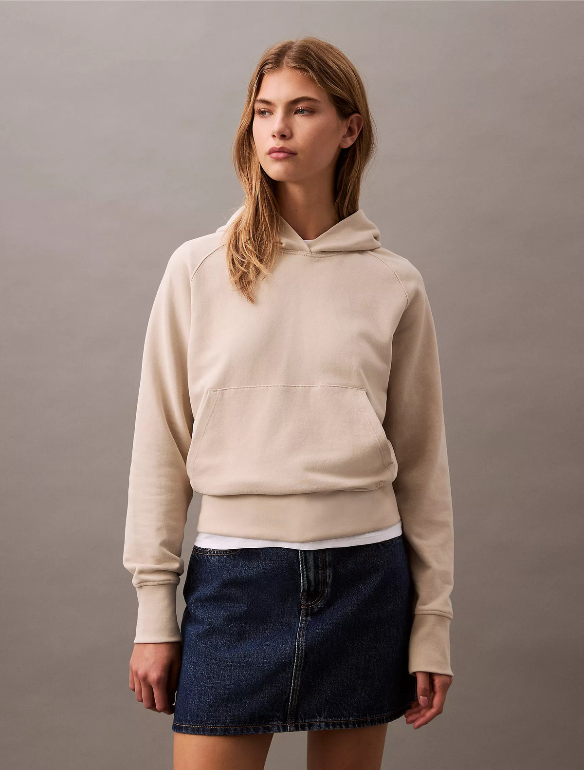 CK Logo Cotton Terry Hoodie - Women