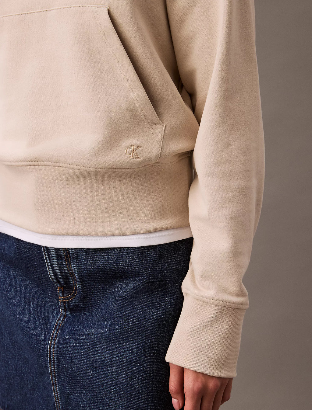 CK Logo Cotton Terry Hoodie - Women