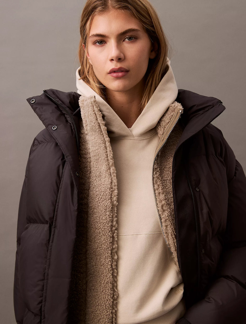 CK Logo Cotton Terry Hoodie - Women