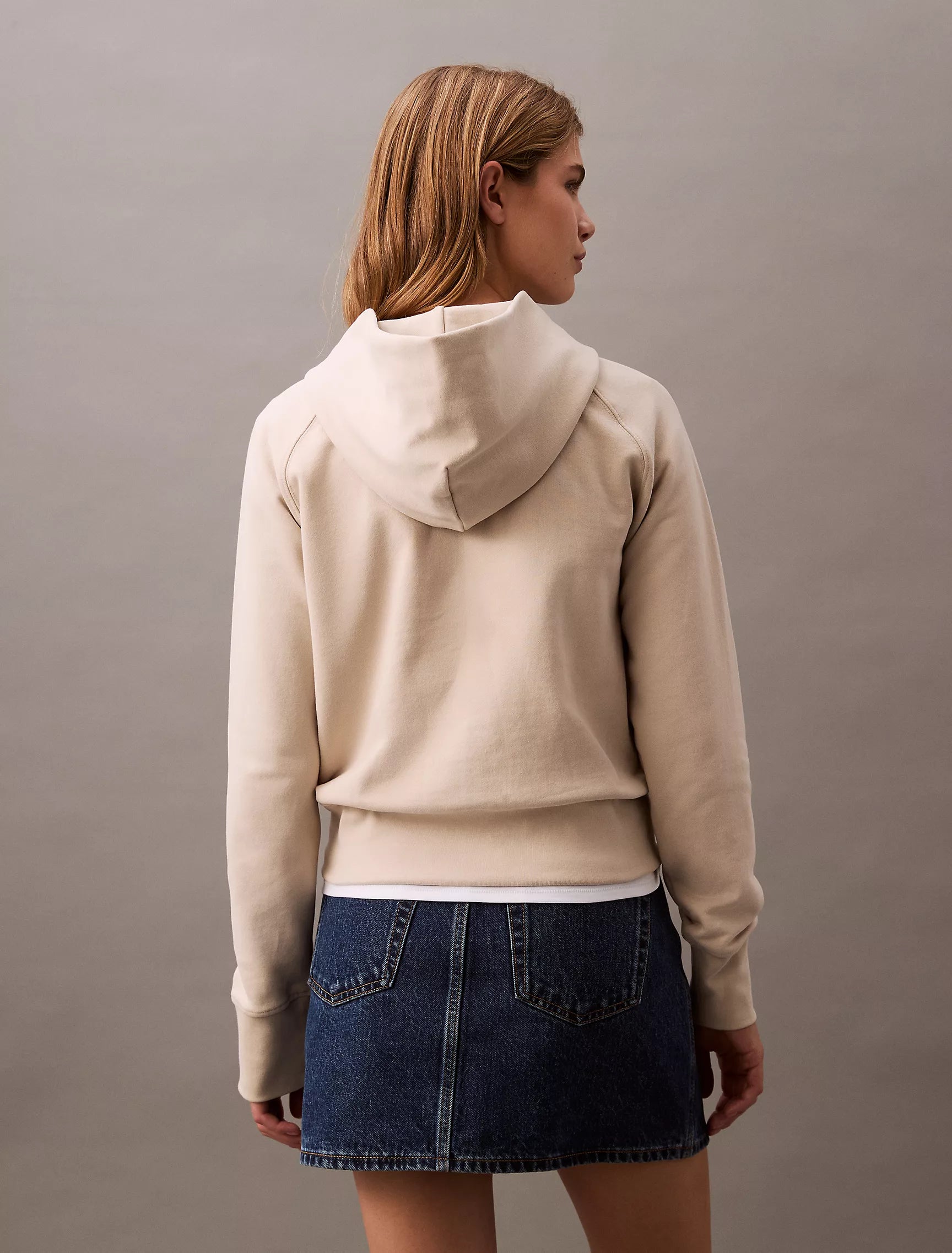CK Logo Cotton Terry Hoodie - Women