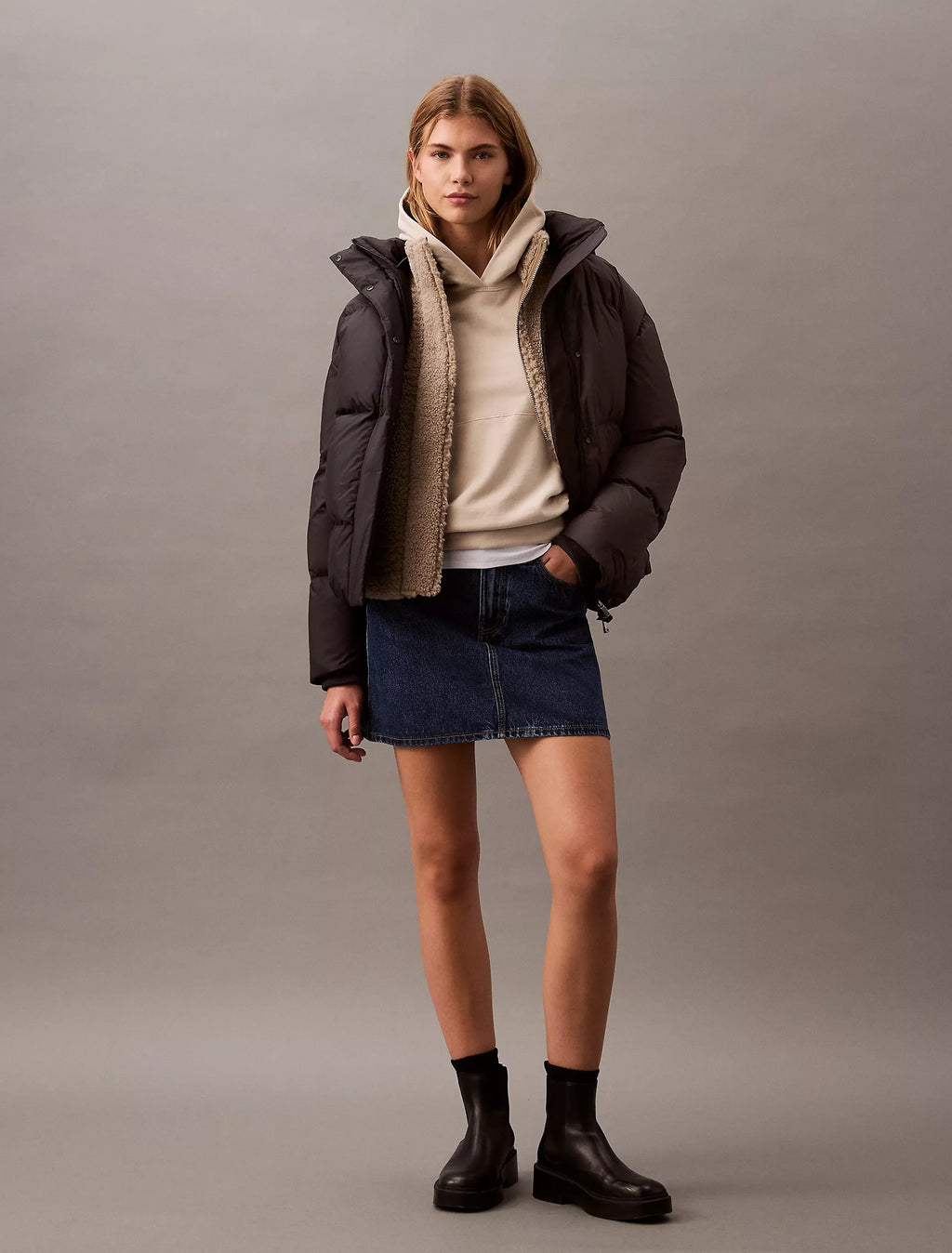 CK Logo Cotton Terry Hoodie - Women