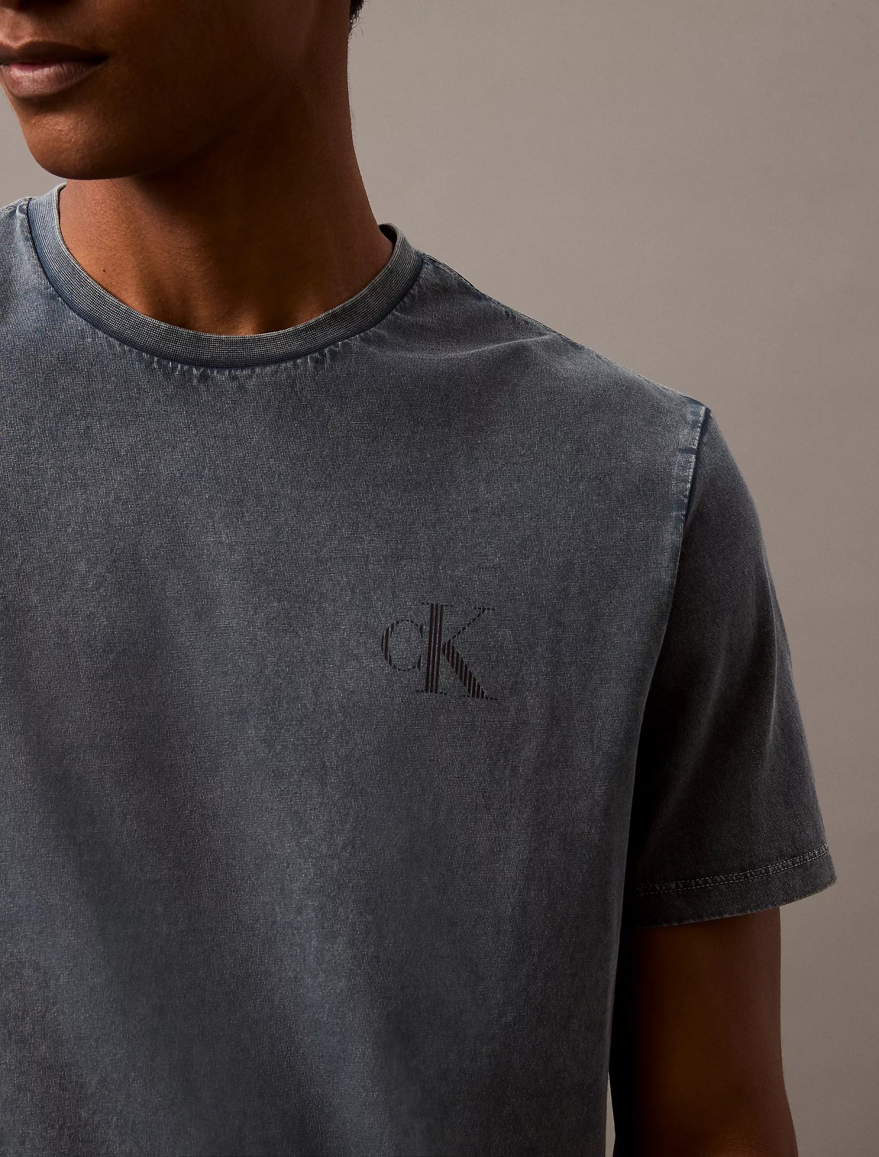 Calvin Klein Acid Wash Monogram Logo Classic T-Shirt - Men