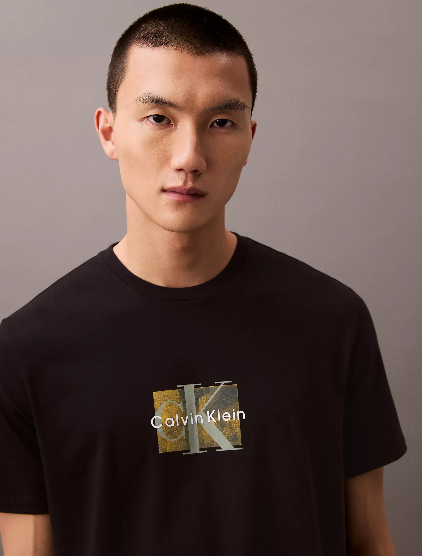 Calvin Klein Box Logo Overlay Classic Crewneck T-Shirt - Men