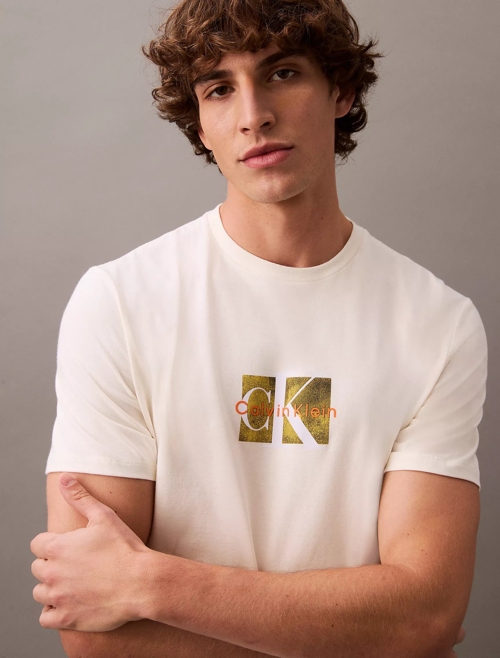 Calvin Klein Box Logo Overlay Classic Crewneck T-Shirt - Men