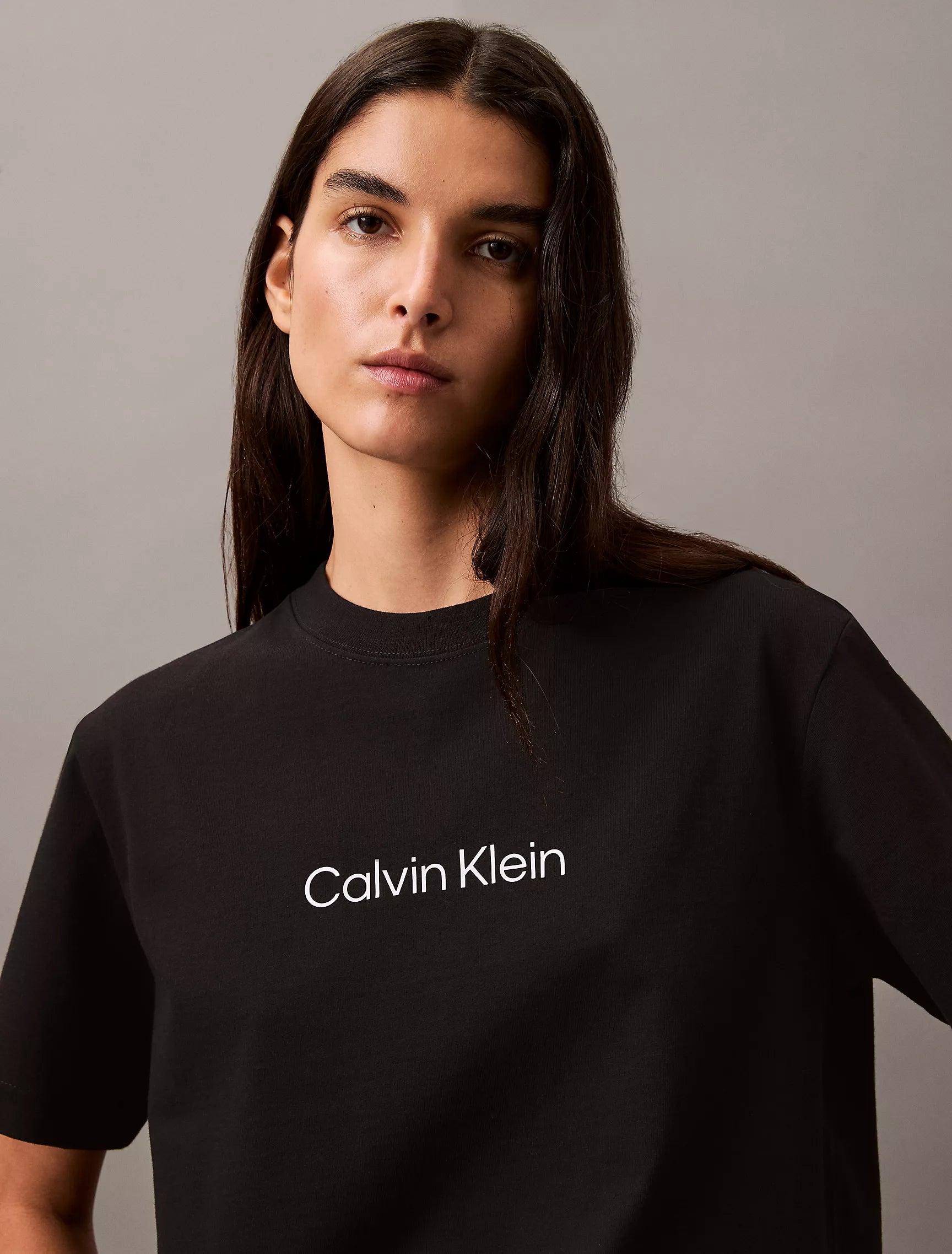 Calvin Klein Standard Logo Boxy Fit Crewneck Tshirt - Women