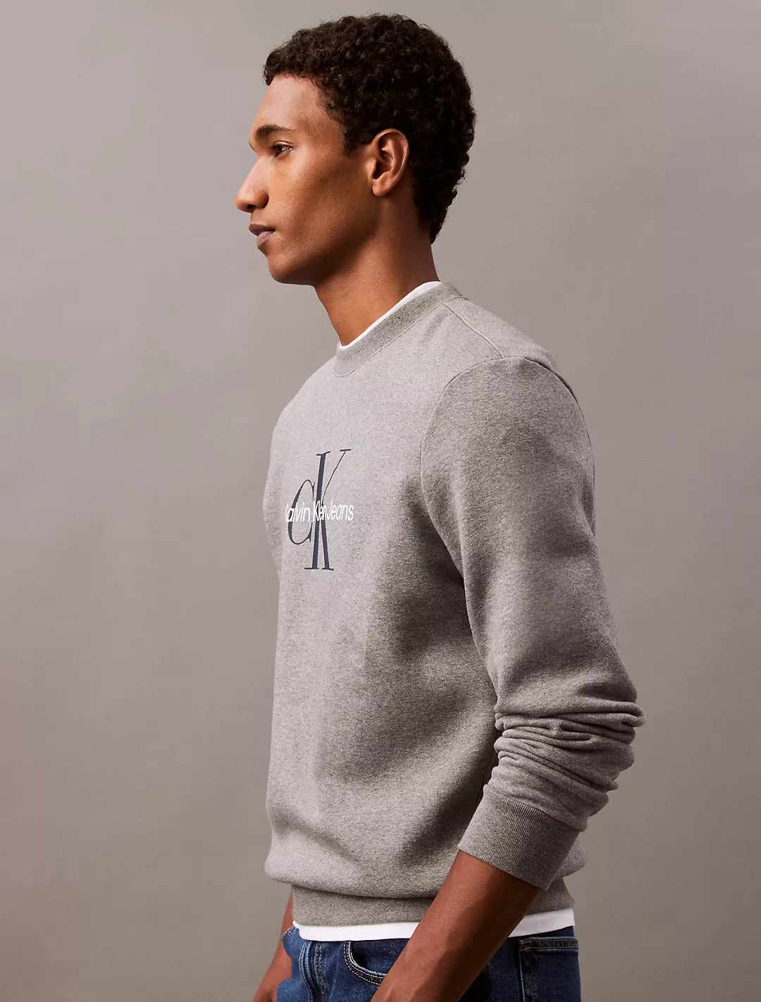 Calvin Klein Monogram Logo Fleece Crewneck Sweatshirt - Men