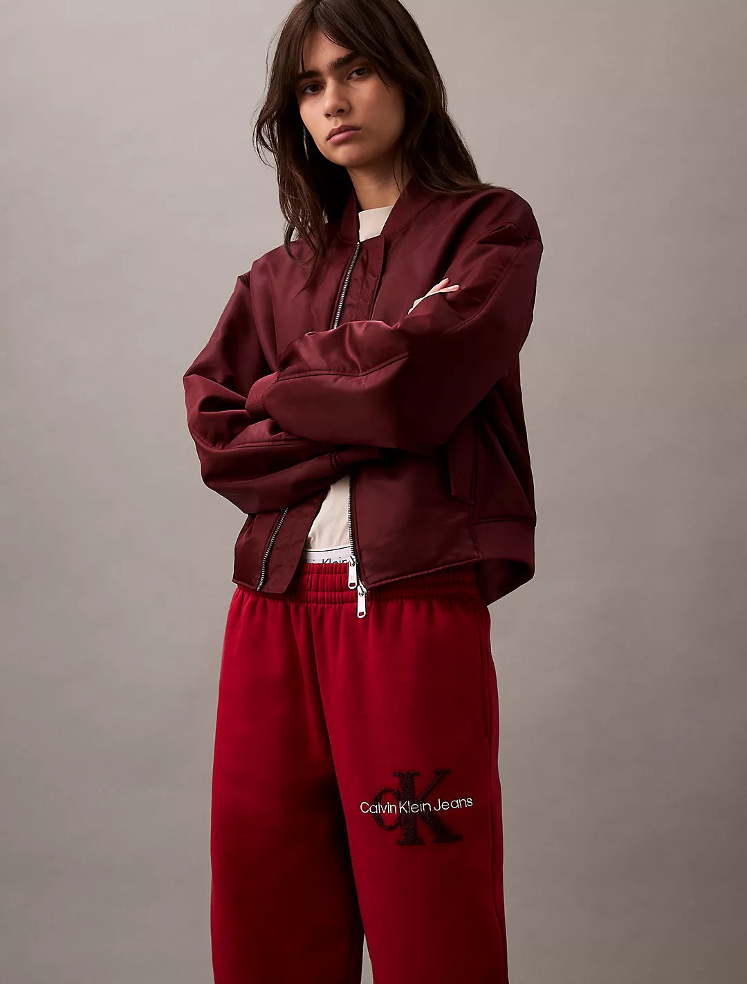 Calvin Klein Chenille Monogram Logo Fleece Joggers - Women