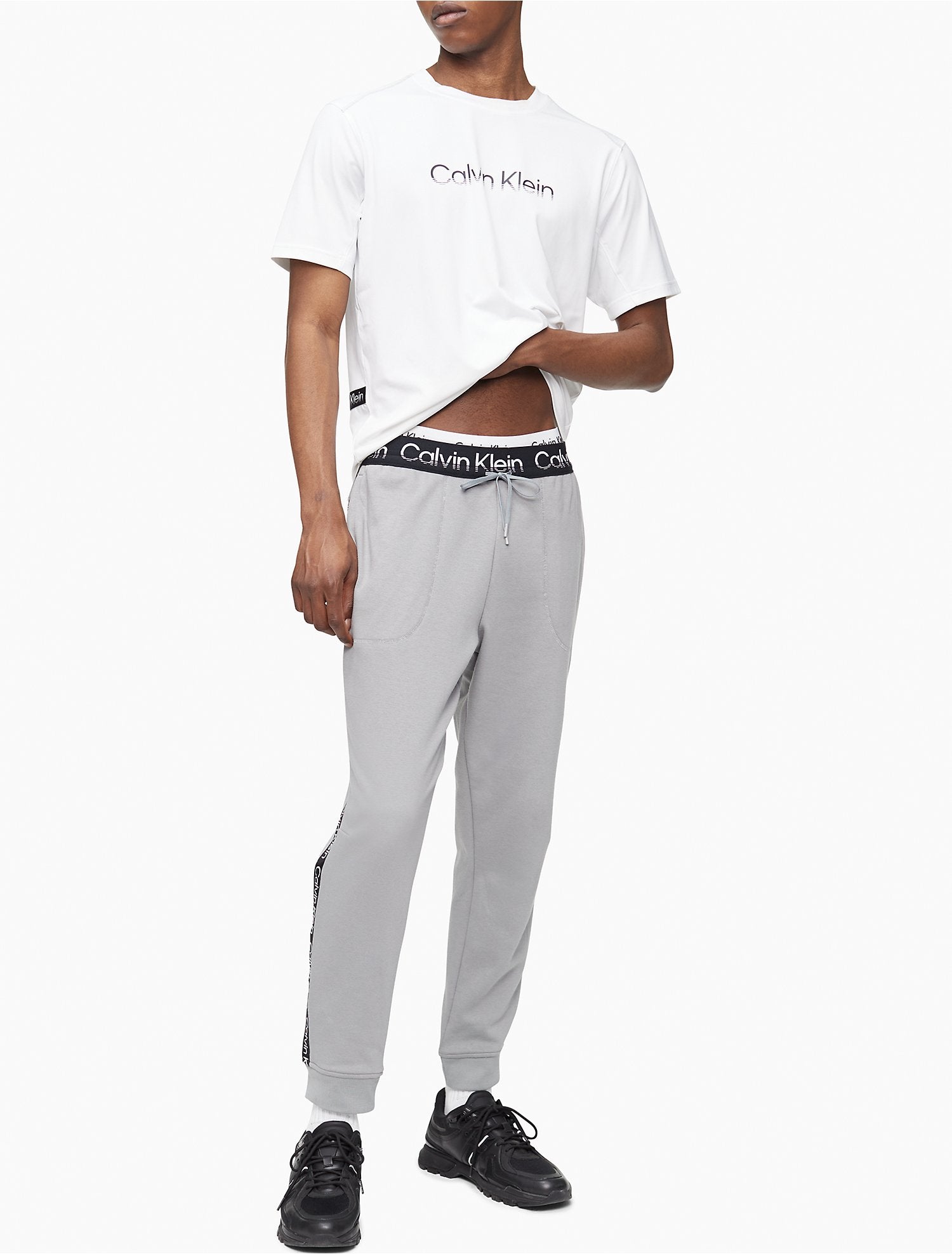 Calvin Klein Performance Logo Tape Crewneck T-Shirt + Performance Logo Tape Knit Pants (SET) - Men