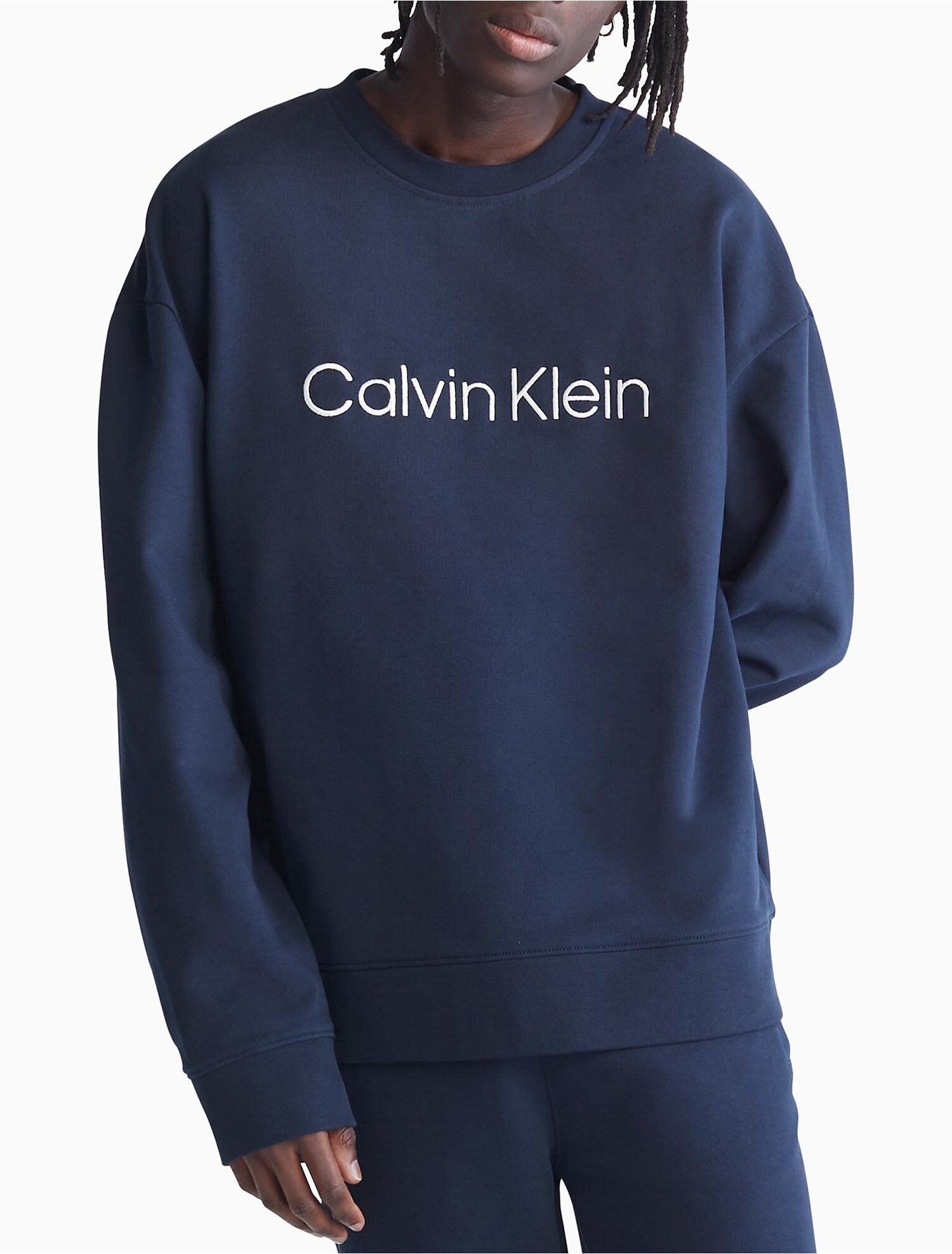 Calvin Klein Relaxed Fit Standard Logo Crewneck Sweatshirt + Archive Logo Fleece Joggers (Set) - Men