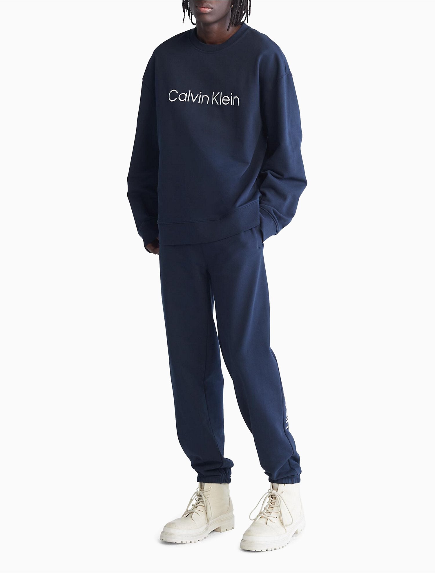 Calvin Klein Relaxed Fit Standard Logo Crewneck Sweatshirt + Archive Logo Fleece Joggers (Set) - Men