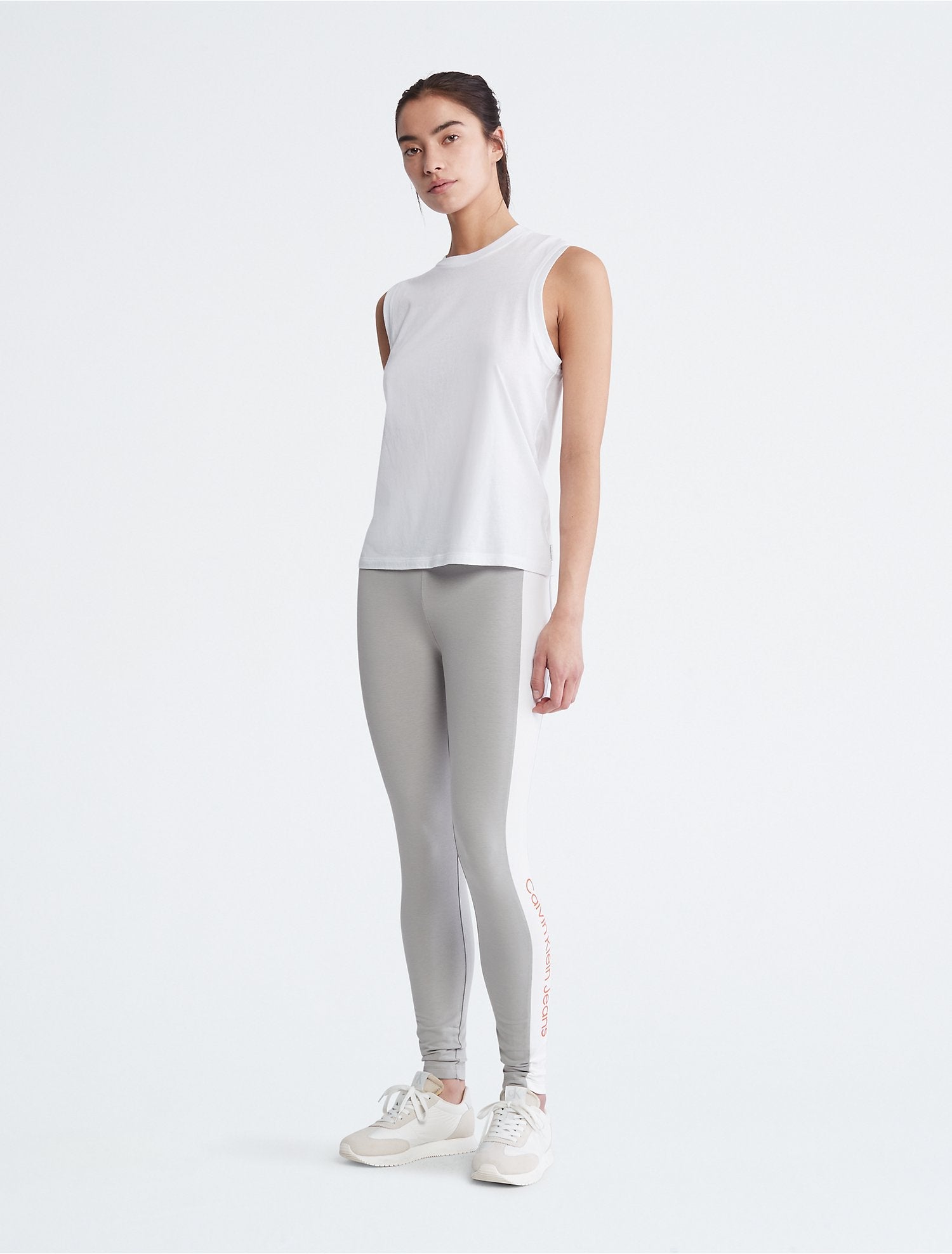 Calvin Klein Women Leggings Grey Heather/White- Oshoplin