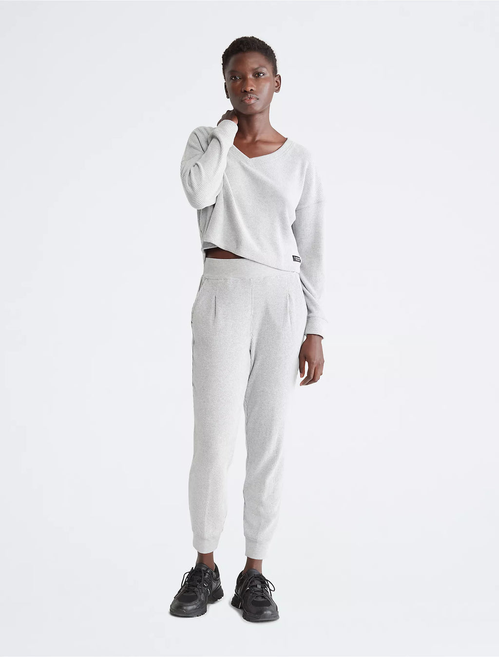 Calvin Klein Performance Ribbed High Waist Pleated Joggers - Women