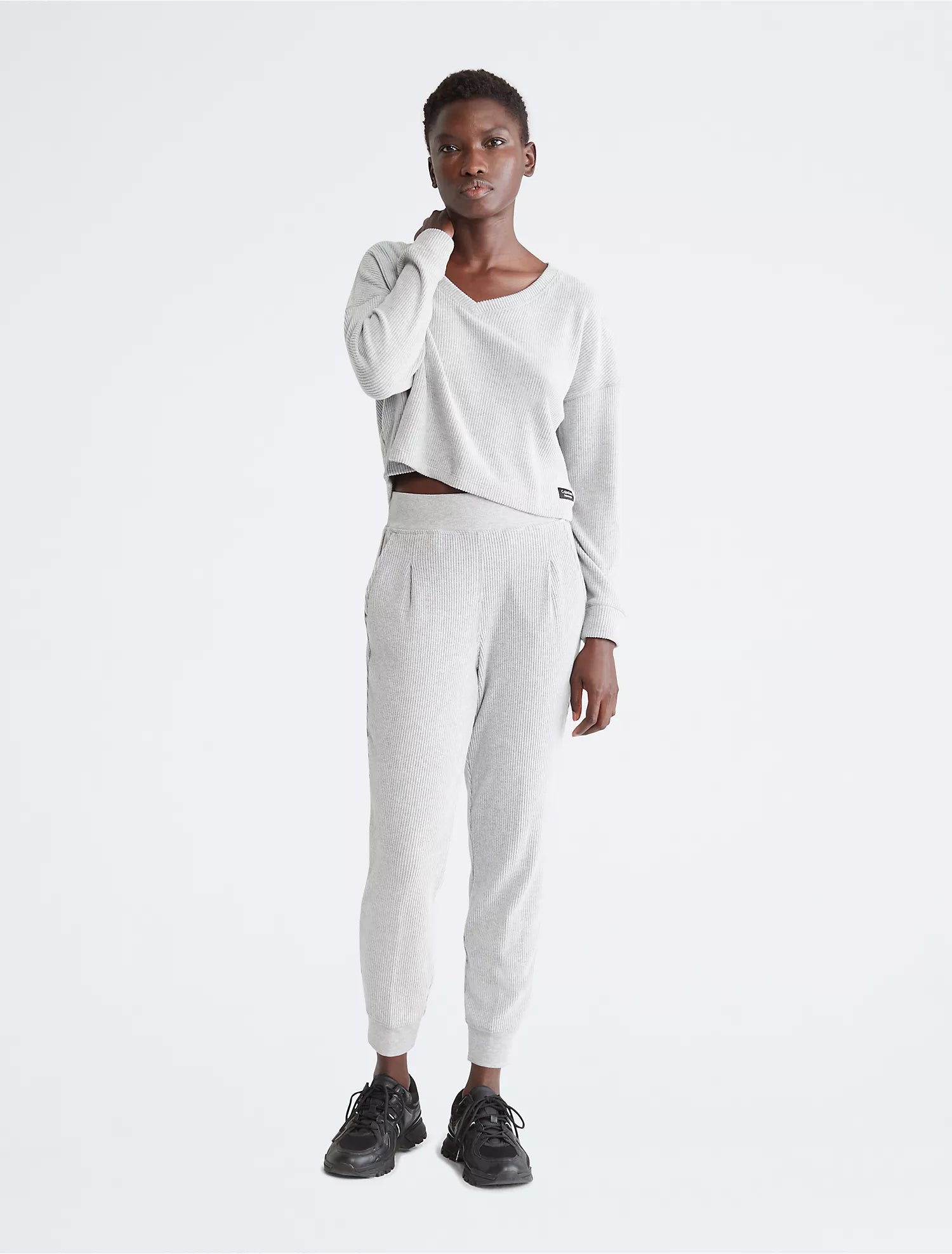 Calvin Klein Performance Ribbed High Waist Pleated Joggers - Women