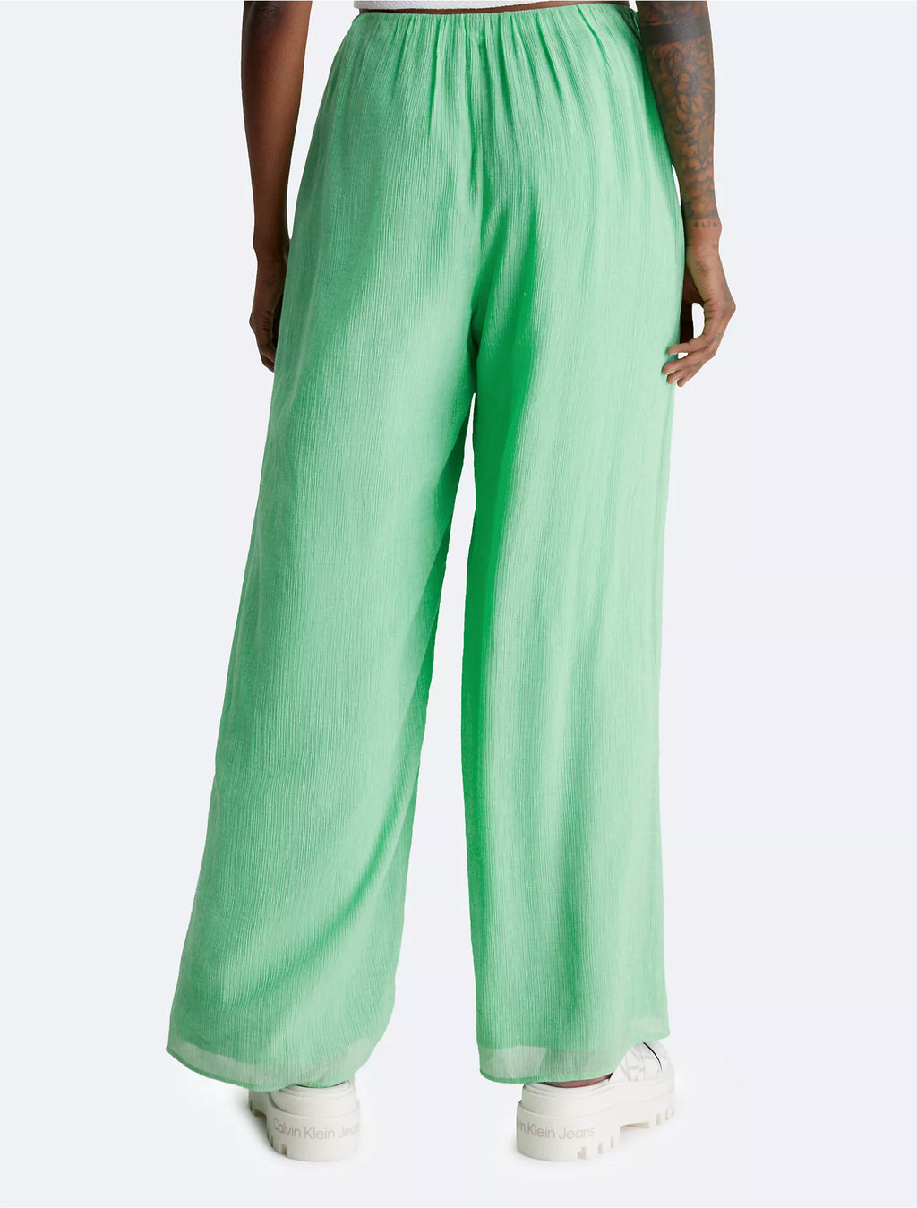 Calvin Klein Crinkle High Waist Straight Fit Pants - Women