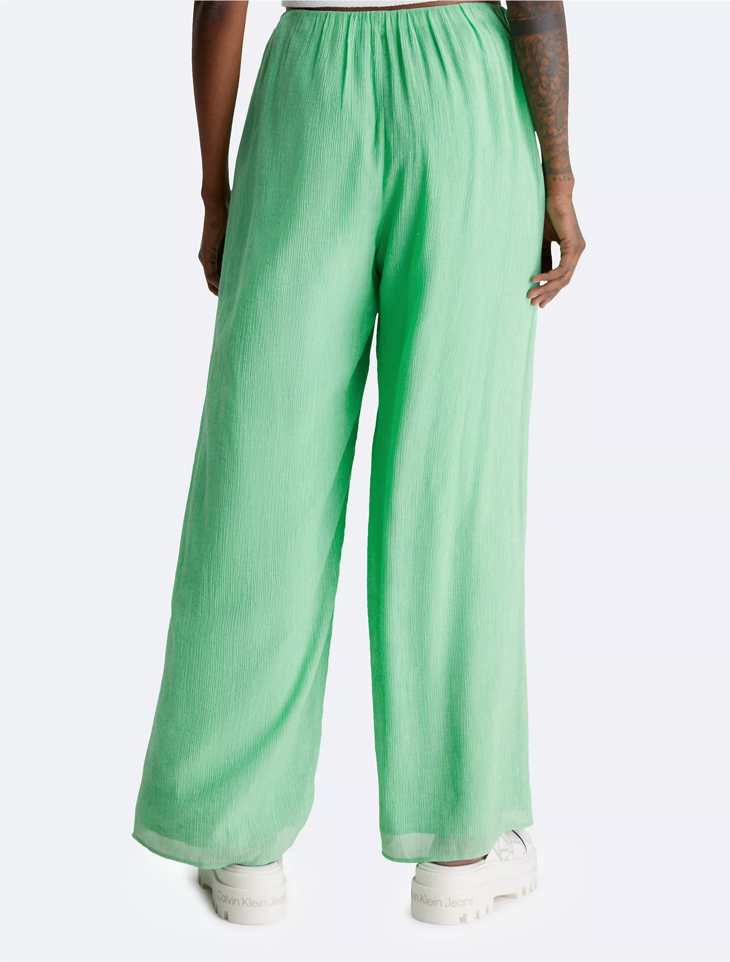 Calvin Klein Crinkle High Waist Straight Fit Pants - Women