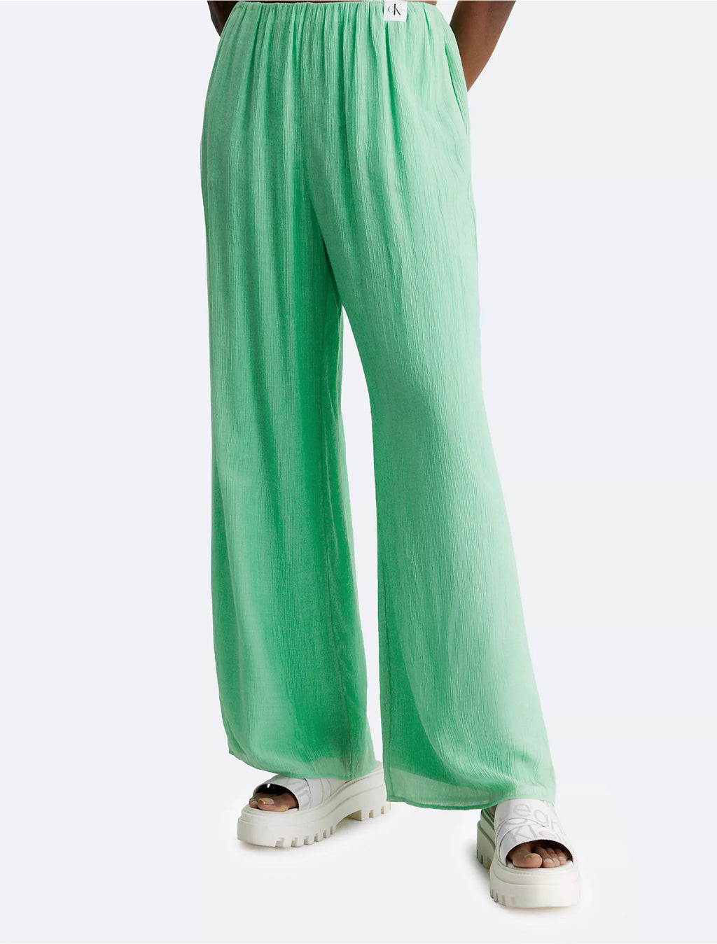 Calvin Klein Crinkle High Waist Straight Fit Pants - Women