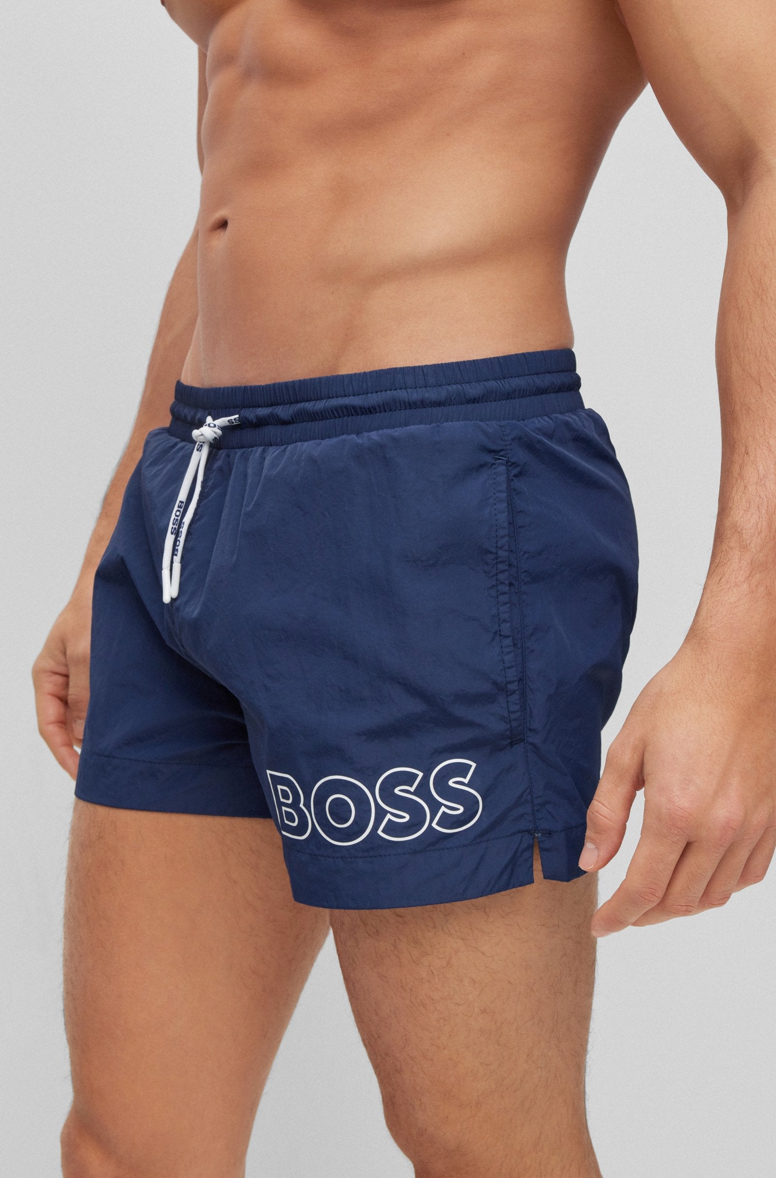 Boss Quick-Drying Swim Shorts With Outline Logo - Men