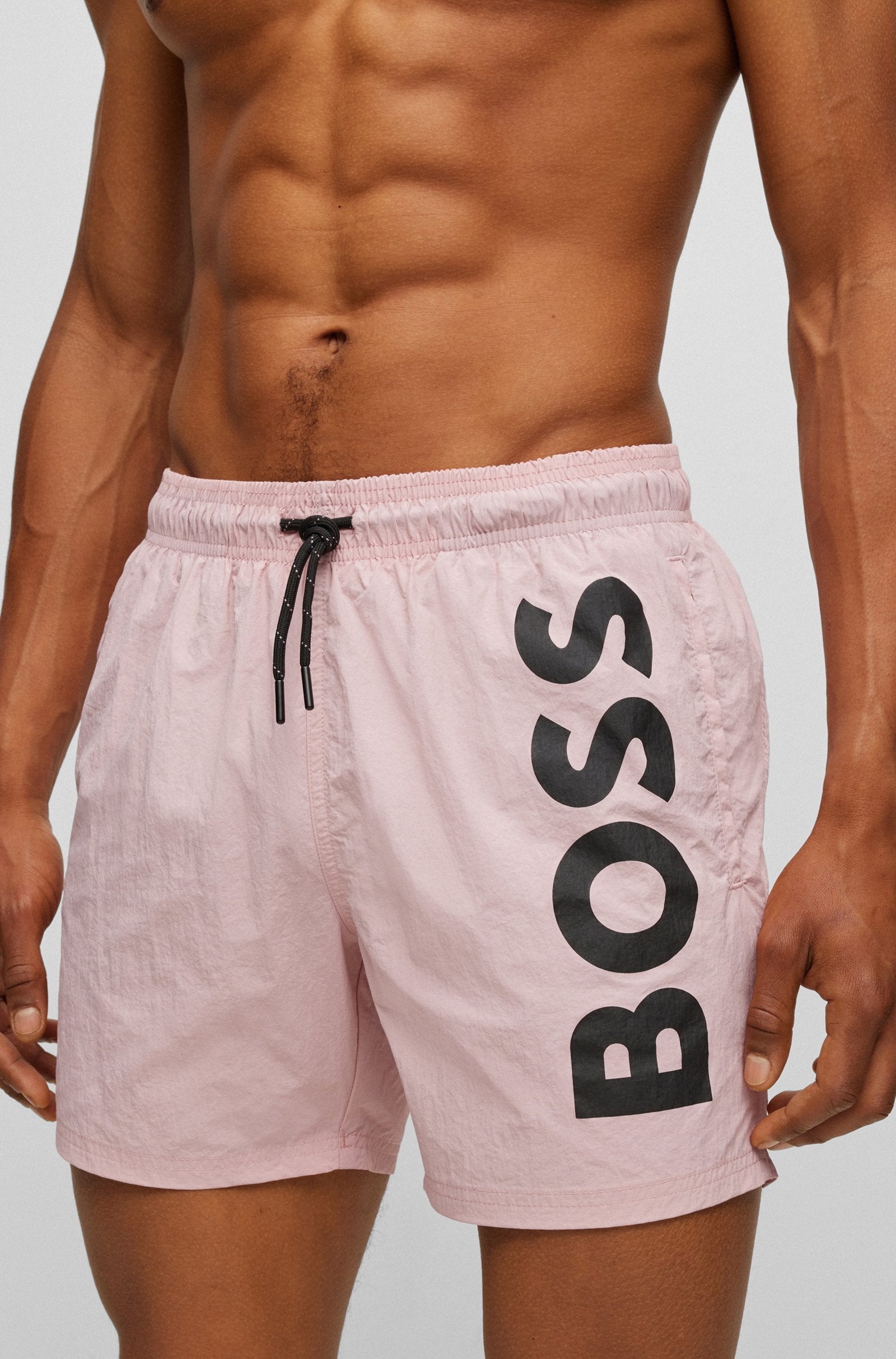 Boss Quick-Dry Swim Shorts With Large Logo Print - Men