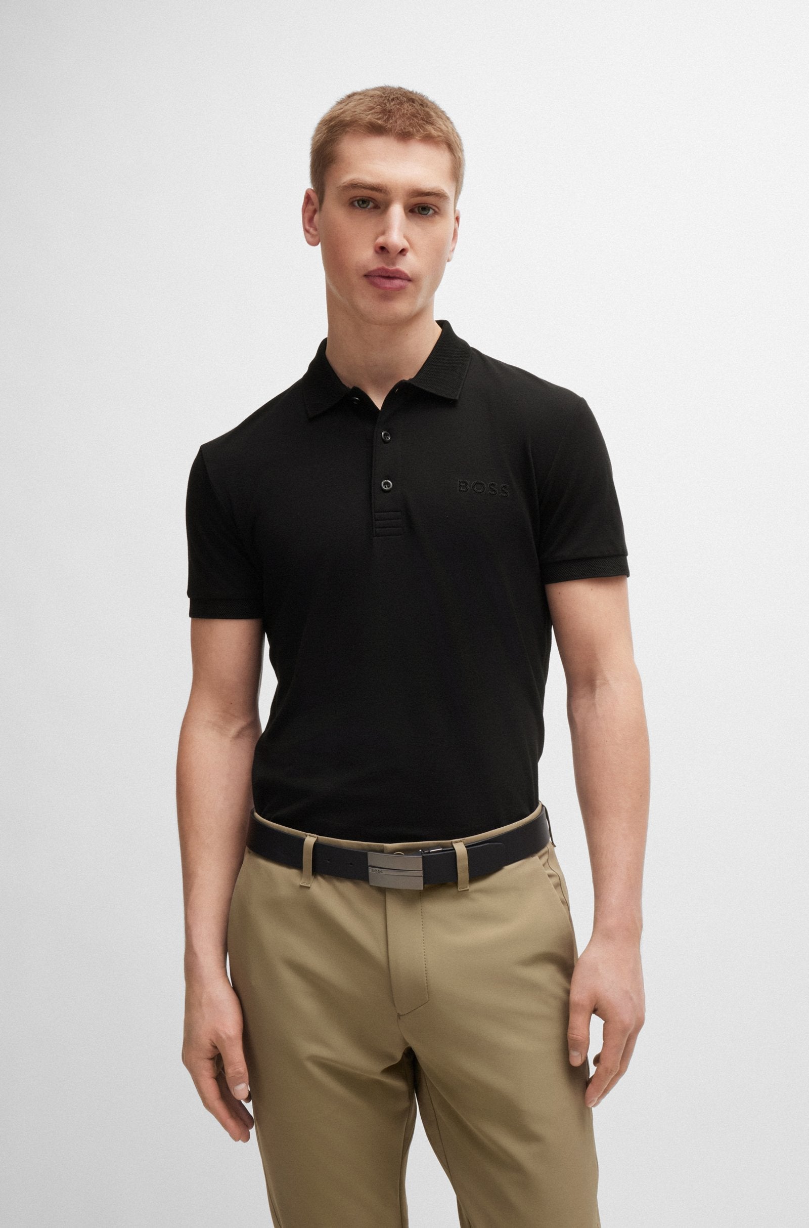 Boss Men Polo Shirts Black- Oshoplin