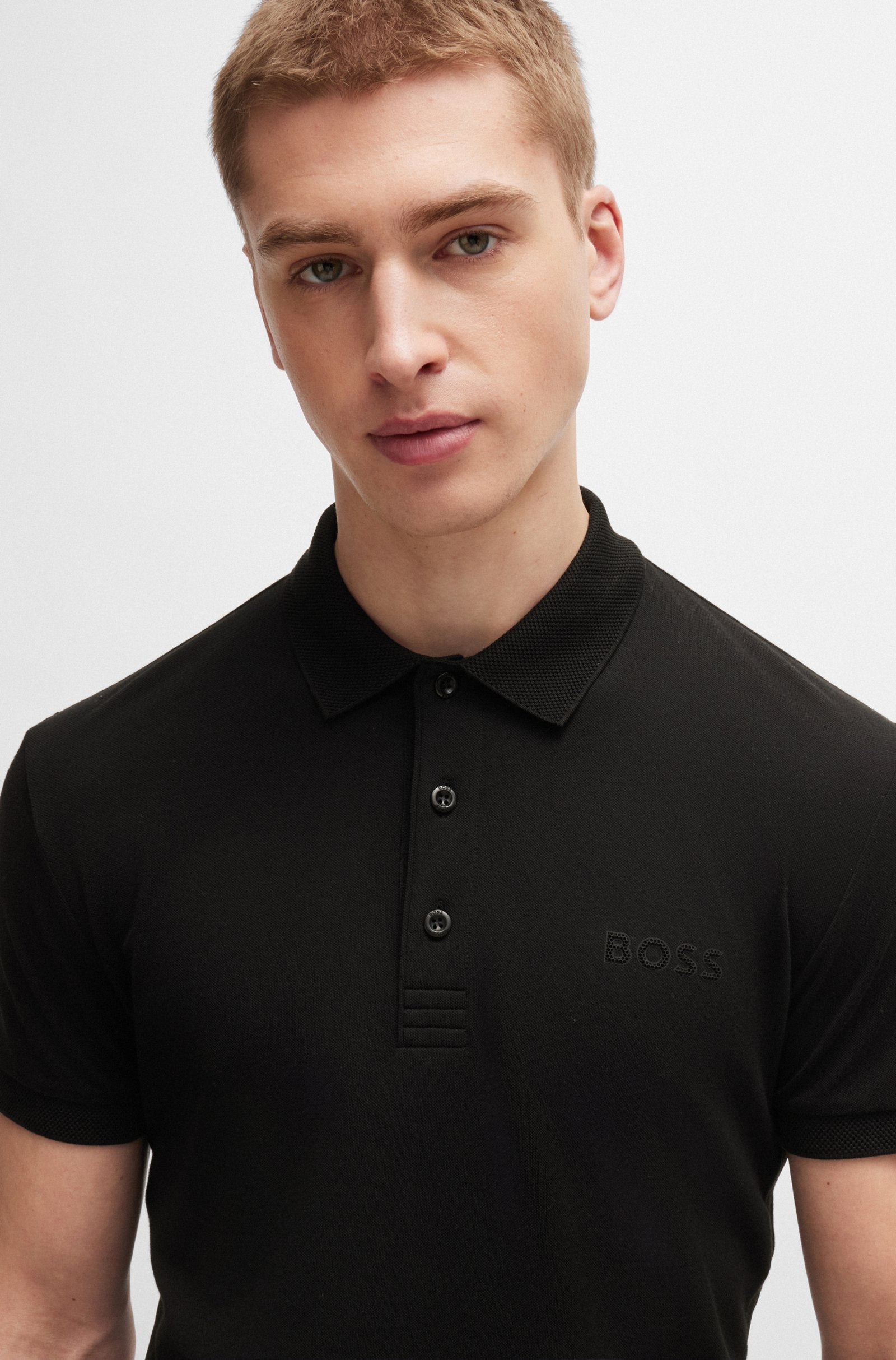 Boss Slim-Fit Polo Shirt With Mesh Logo - Men