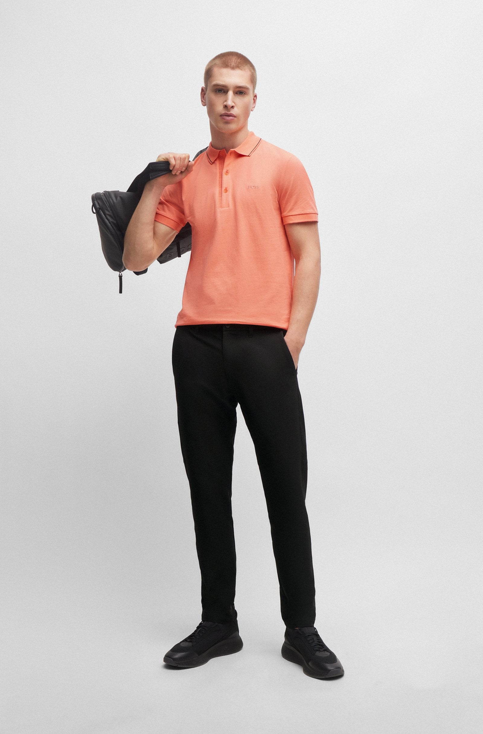 Boss Cotton-Piquee Slim-Fit Polo Shirt With Tonal Logo - Men