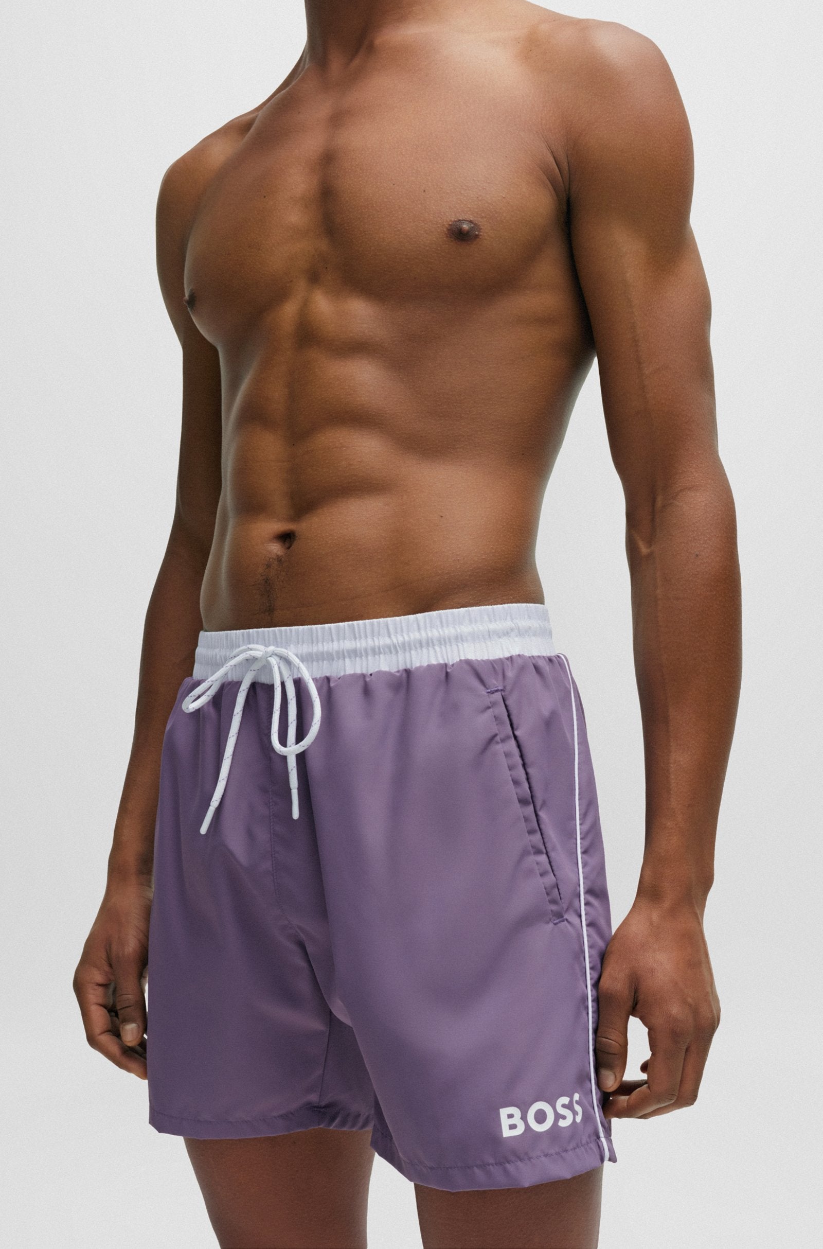 Boss Contrast-Logo Swim Shorts - Men