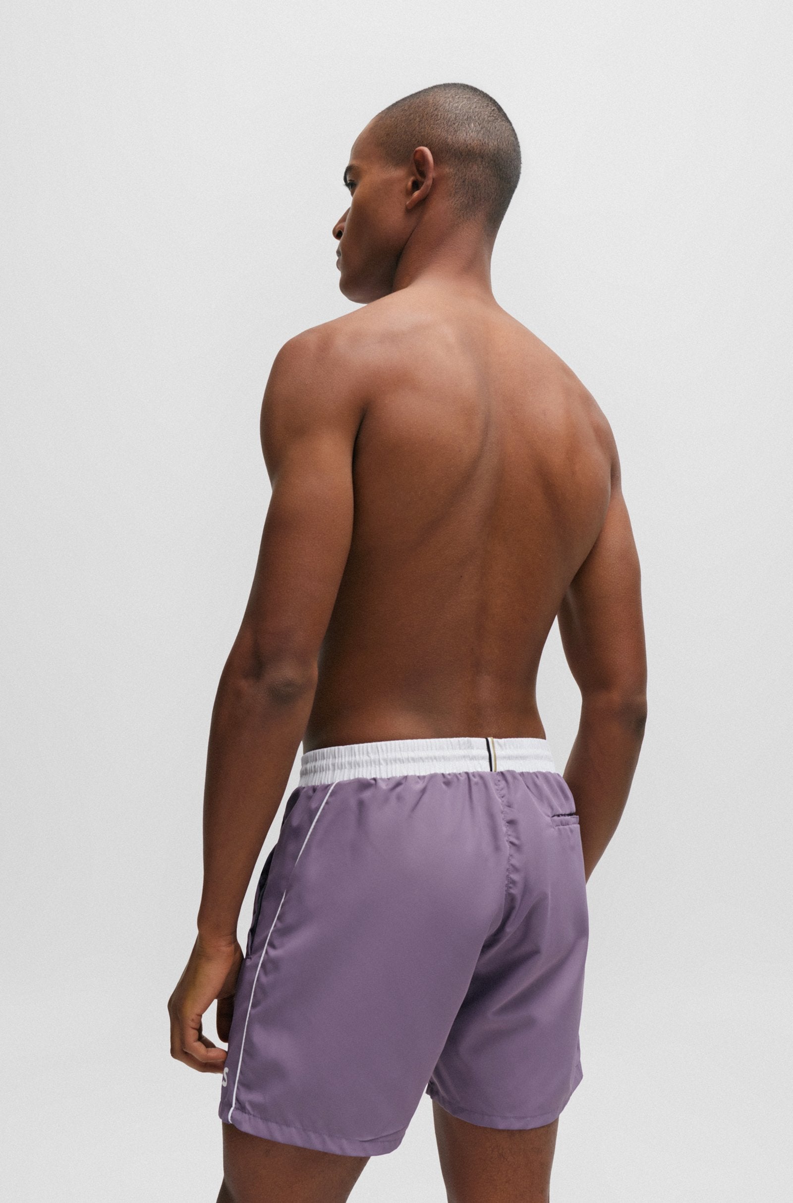 Boss Contrast-Logo Swim Shorts - Men