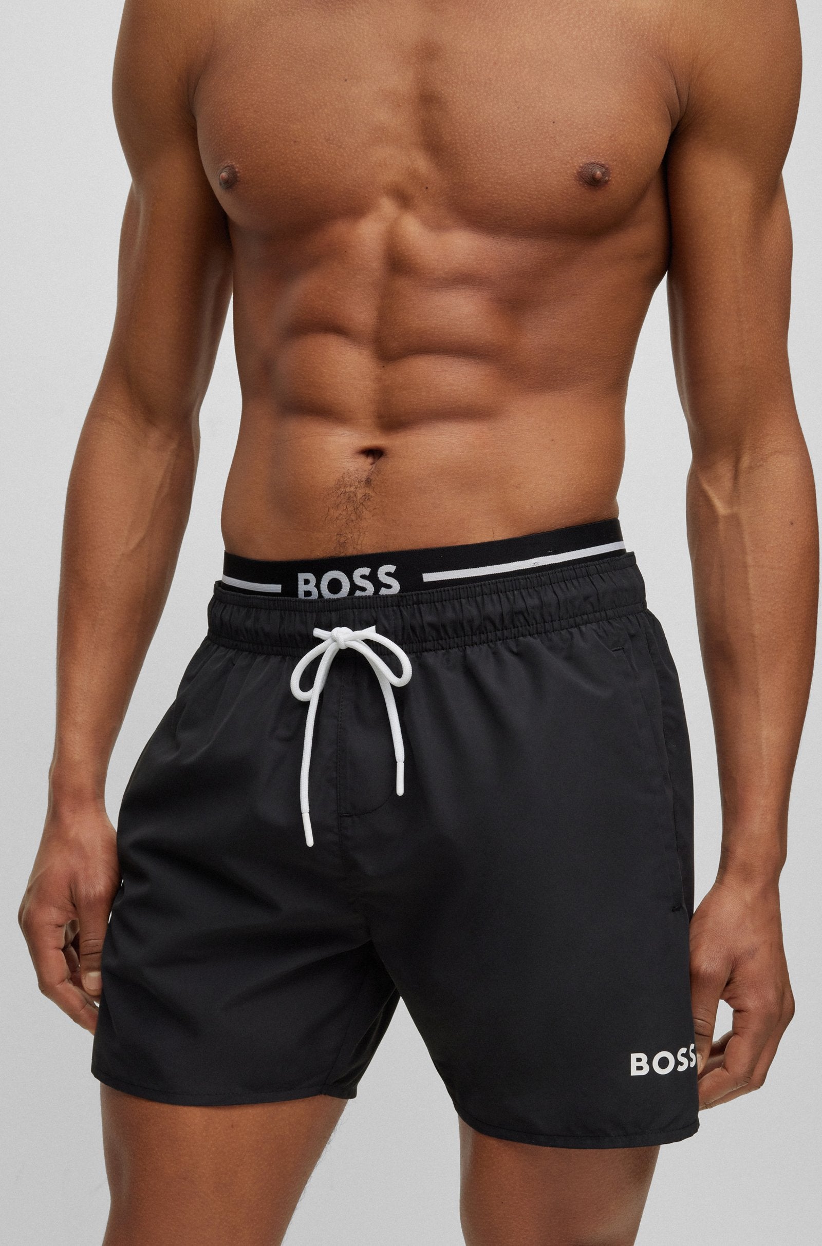 Boss Quick-Dry Swim Shorts In Recycled Fabric With Branding - Men