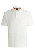 Boss Cotton-toweling polo shirt with mixed-technique logo - Men